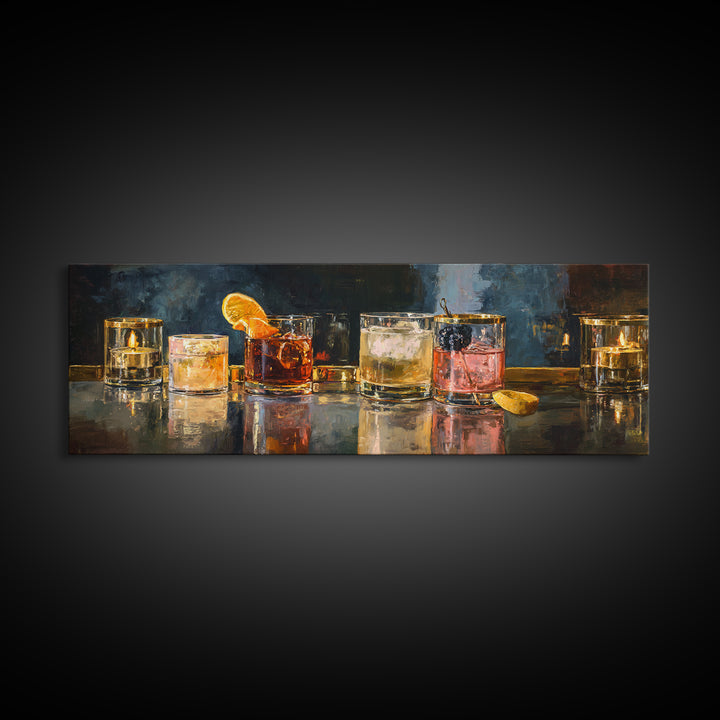 Retro Maximalist Cocktail Still Life Framed Canvas Print, Maximalist Art, Digital Art, Living Room Decor, Fine Art, Maximal, MAX-3x1-10