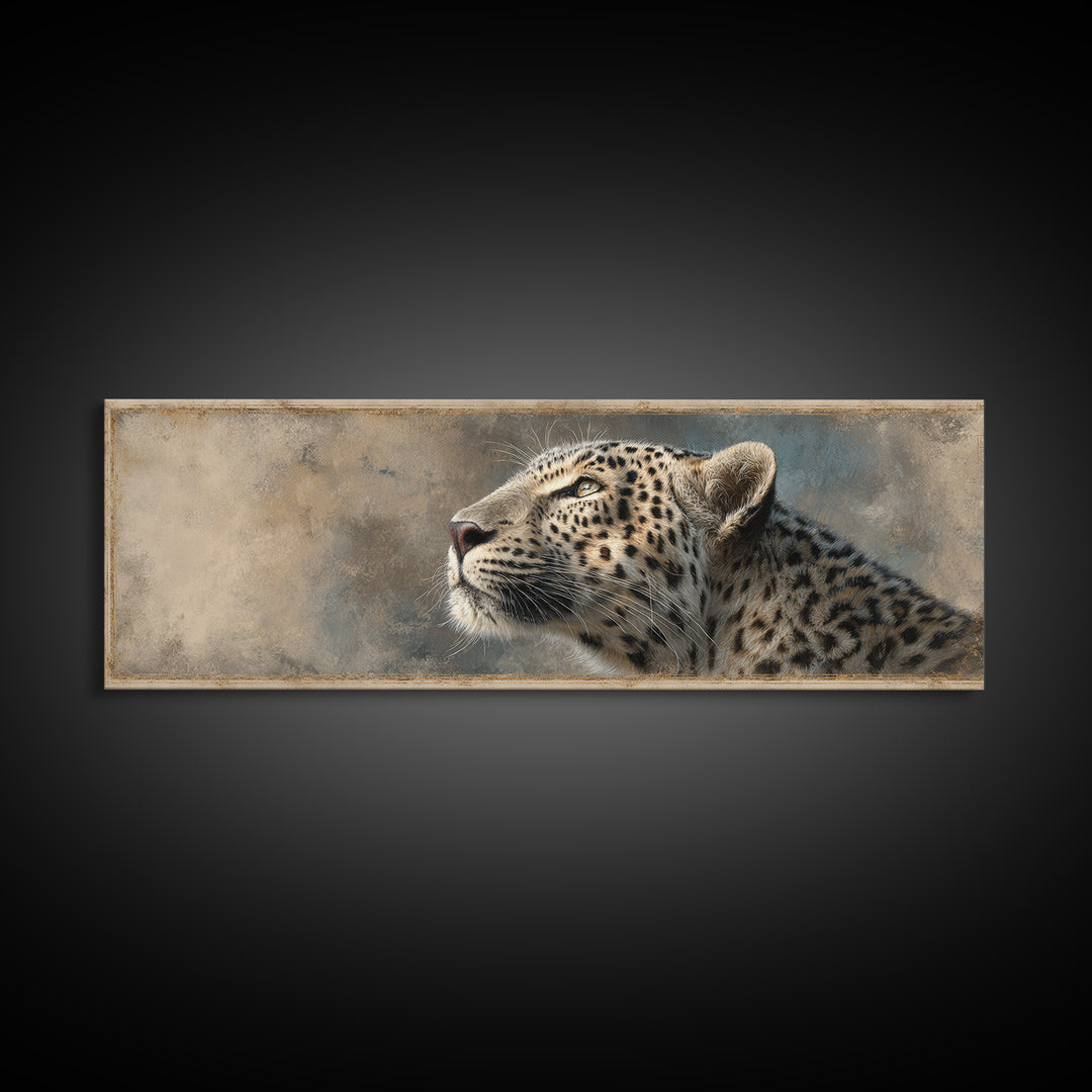Rainbow Leopard Portrait Framed Canvas Print, Maximalist Art, Leopard Print, Living Room Decor, Oil Painting, Maximal, MAX-3x1-28