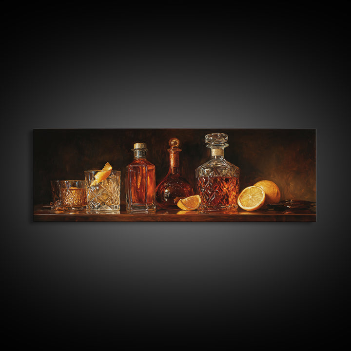 Retro Maximalist Cocktail Still Life Canvas Print, Maximalist Art, Abstract Art, Living Room Decor, Maximal, Retro Wall Art, MAX-3x1-34