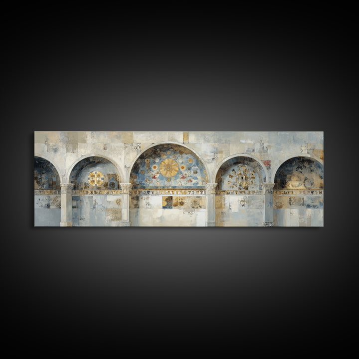 Ornamental Arch Filled Framed Canvas Print, Maximalist Art, Art Prints, Living Room Decor, Maximal, Dark Academia Decor, MAX-3x1-59