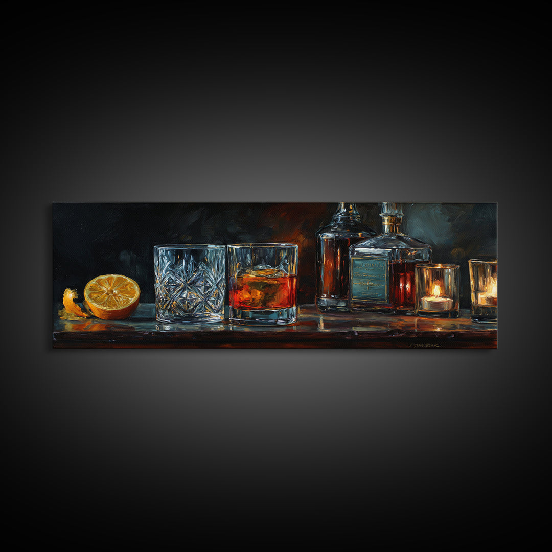 Retro Maximalist Cocktail Still Life Framed Canvas Print, Maximalist Art, Boho Wall Art, Living Room Decor, Fine Art, Maximal, MAX-3x1-82
