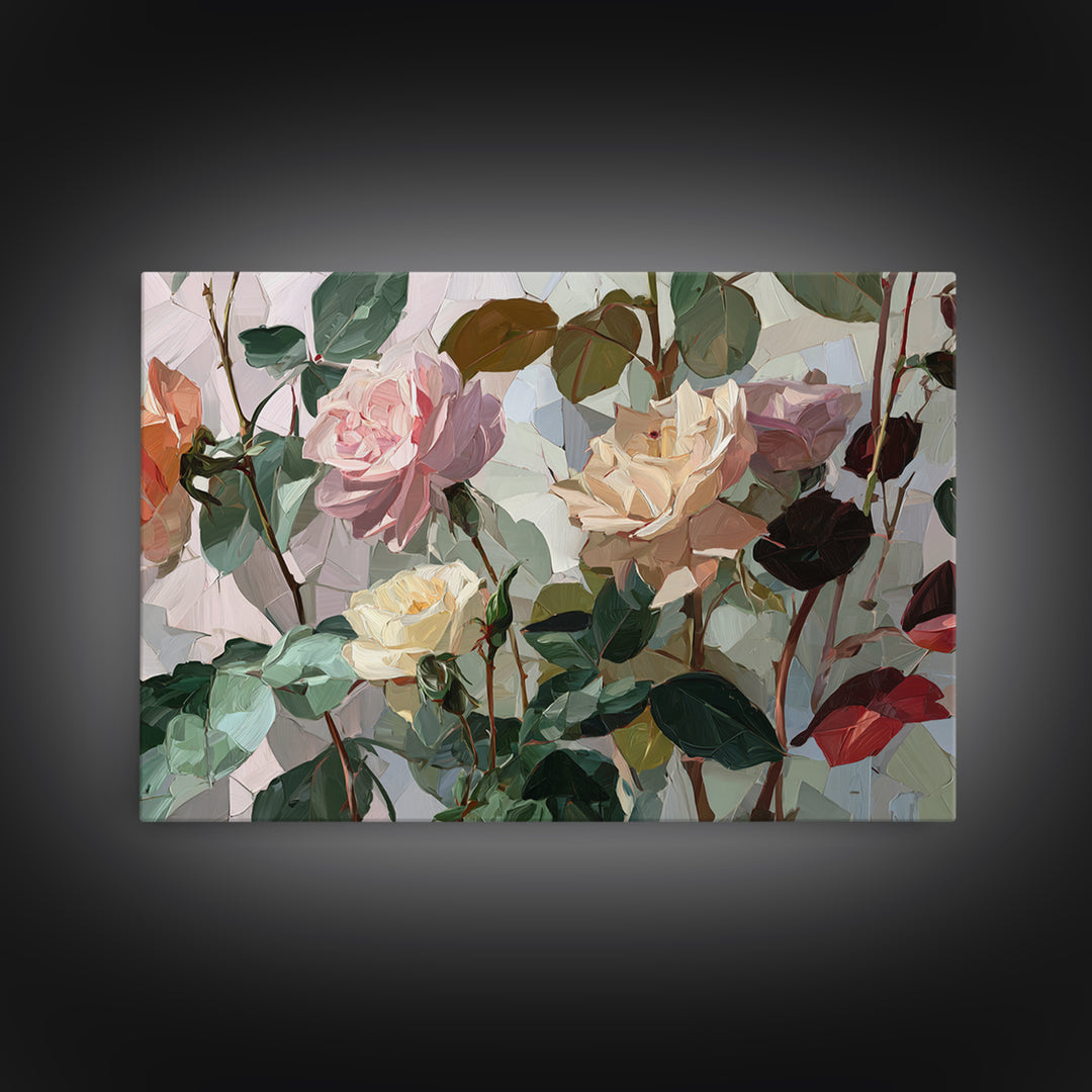 Baroque Roses Mixed Framed Canvas Print, Maximalist Art, Boho Wall Art, Living Room Decor, Fine Art, Maximal, Trendy Wall Art, MAX-3x2-10