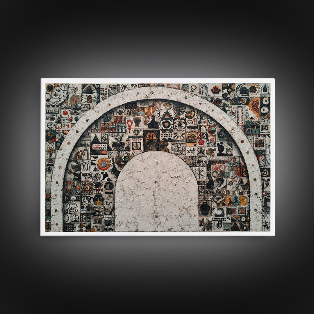 Ornamental Arch Filled Framed Canvas Print, Maximalist Art, Modern Art, Living Room Decor, Fine Art, Maximal, Textured Painting, MAX-3x2-23