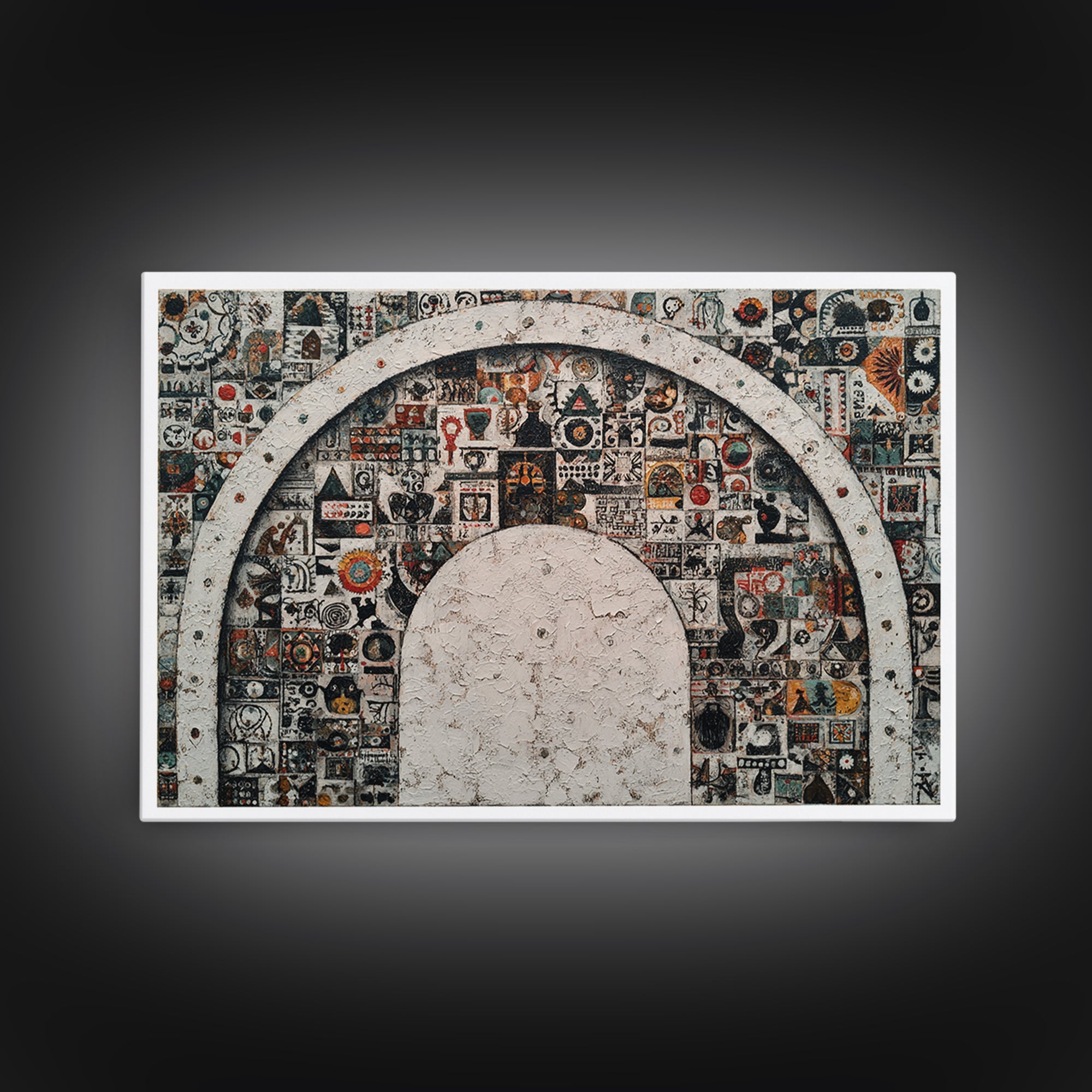Ornamental Arch Filled Framed Canvas Print, Maximalist Art, Modern Art, Living Room Decor, Fine Art, Maximal, Textured Painting, MAX-3x2-23