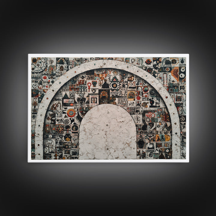 Ornamental Arch Filled Framed Canvas Print, Maximalist Art, Modern Art, Living Room Decor, Fine Art, Maximal, Textured Painting, MAX-3x2-23