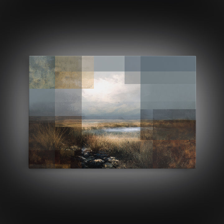 Eclectic Checkerboard Landscape Canvas Print, Maximalist Art, Moody Wall Art, Living Room Decor, Fine Art, Maximal, MAX-3x2-33