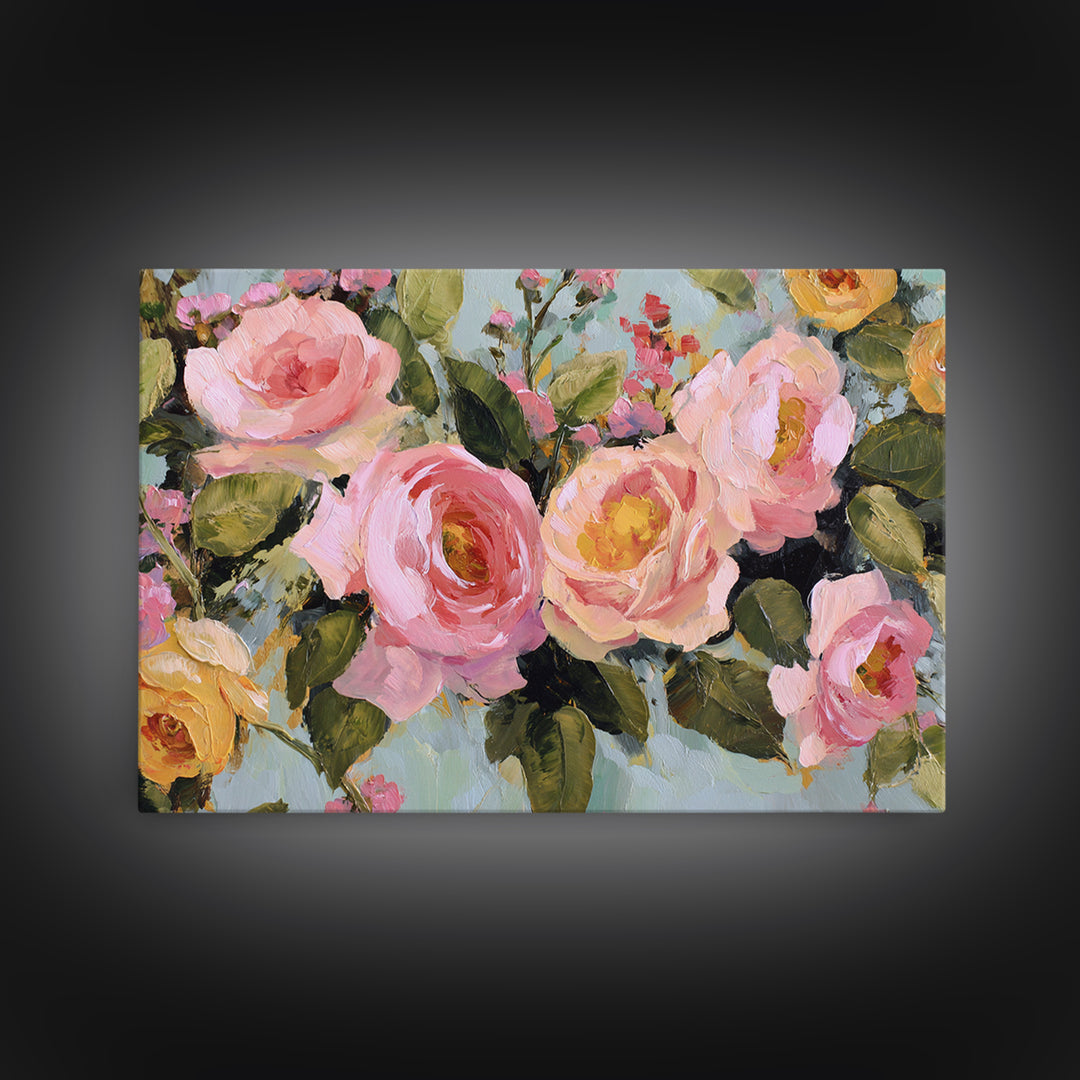 Baroque Roses Mixed Canvas Print, Maximalist Art, Living Room Wall Art, Living Room Decor, Abstract Art, Maximal, Boho Decor, MAX-3x2-34