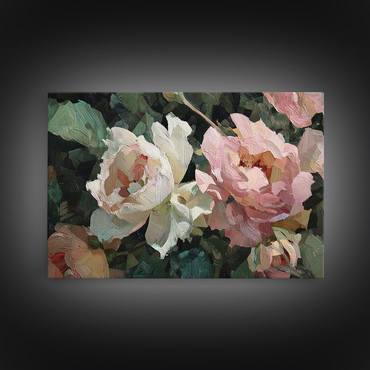 Baroque Roses Mixed Framed Canvas Print, Maximalist Art, Leopard Print, Living Room Decor, Abstract Art, Maximal, MAX-3x2-82