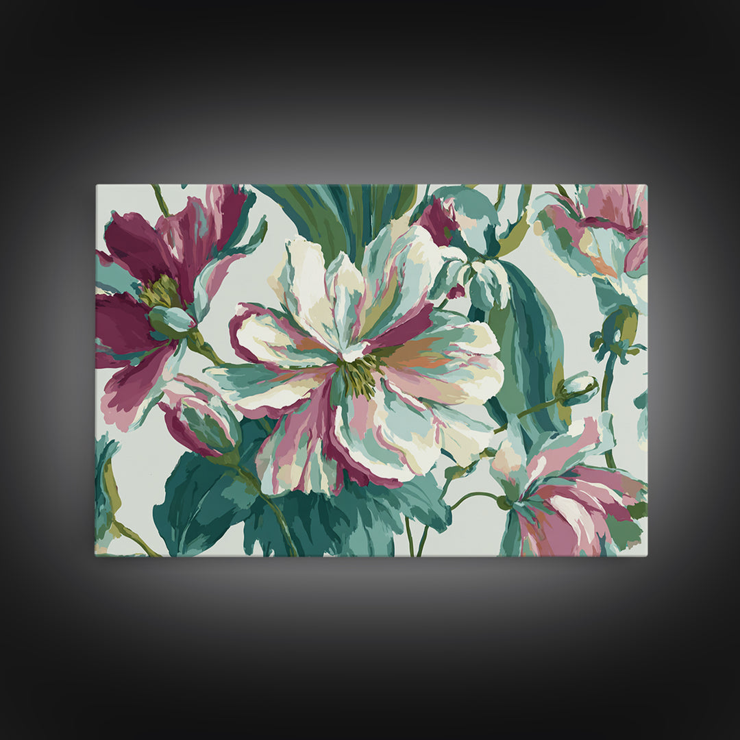 Matisse Inspired Cutouts with Vivid Floral Motifs Canvas Print, Maximalist Art, Retro Wall Art, Living Room Decor, Maximal, MAX-3x2-86