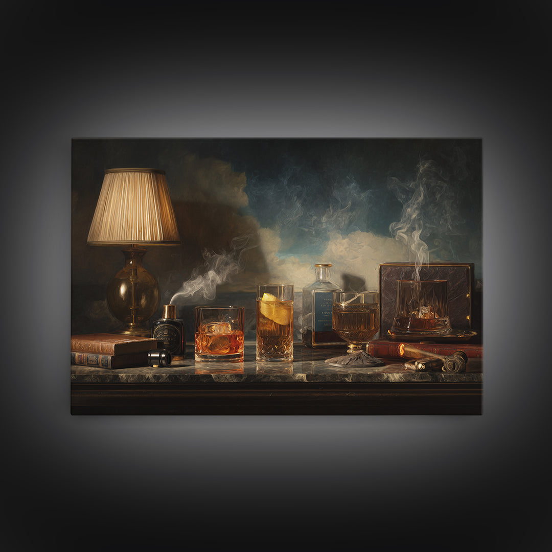 Retro Maximalist Cocktail Still Life Canvas Print, Maximalist Art, Funky Wall Art, Living Room Decor, Abstract Art, Maximal, MAX-3x2-94