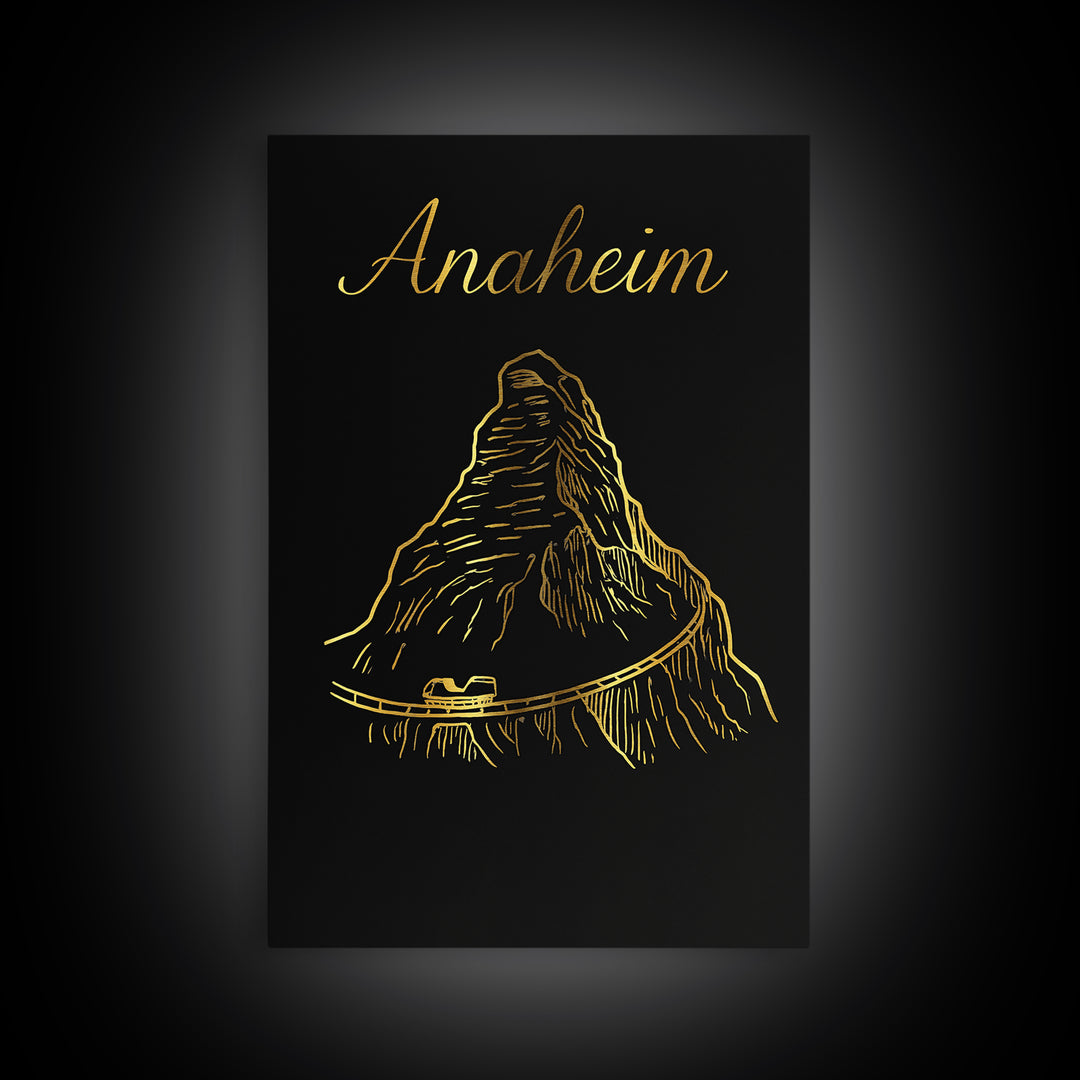 Anaheim Travel Poster, Canvas Print, Gold Outline Poster Art, Anaheim City Art, City Travel Prints, Travel Poster Set, Gift For Travelers