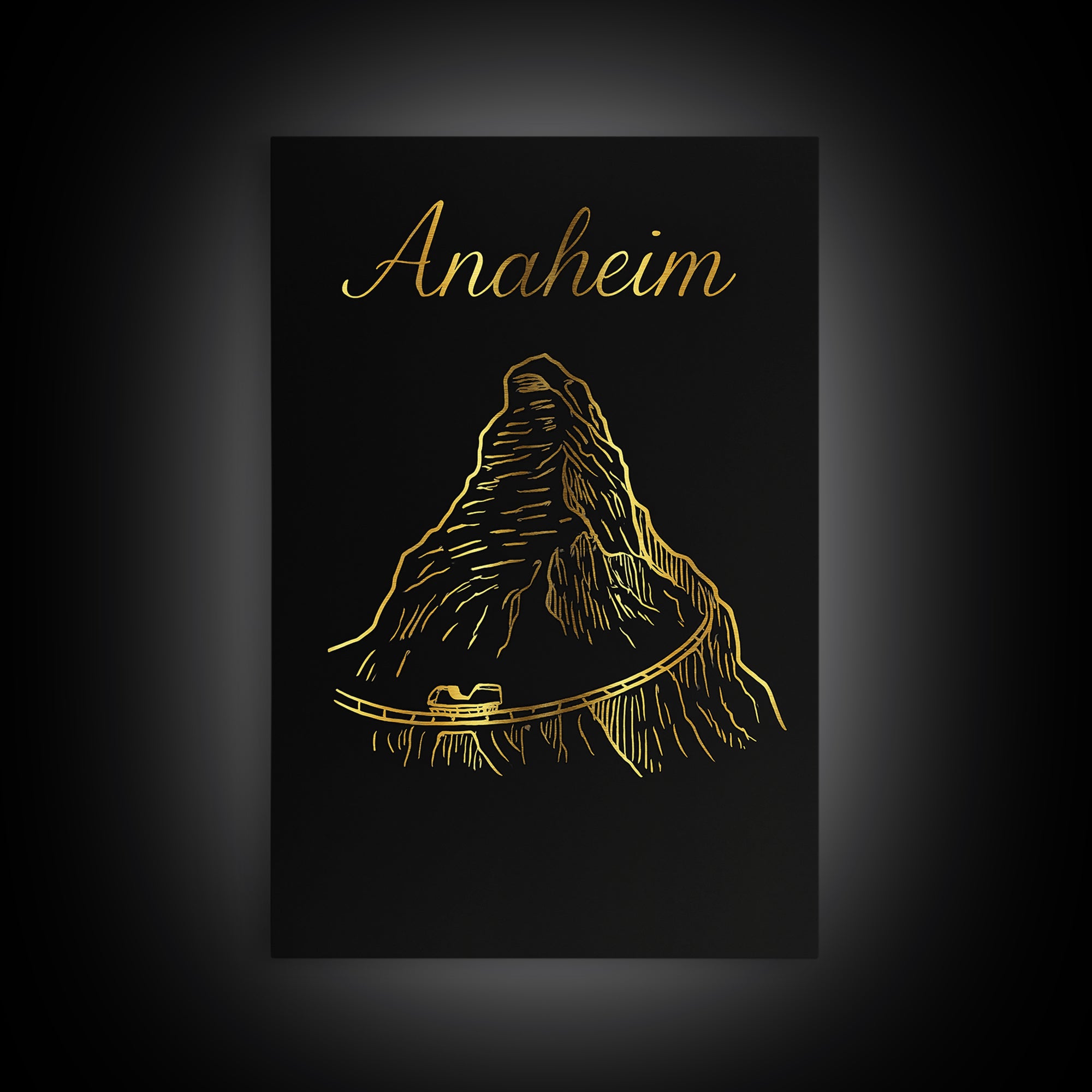 Anaheim Travel Poster, Canvas Print, Gold Outline Poster Art, Anaheim City Art, City Travel Prints, Travel Poster Set, Gift For Travelers