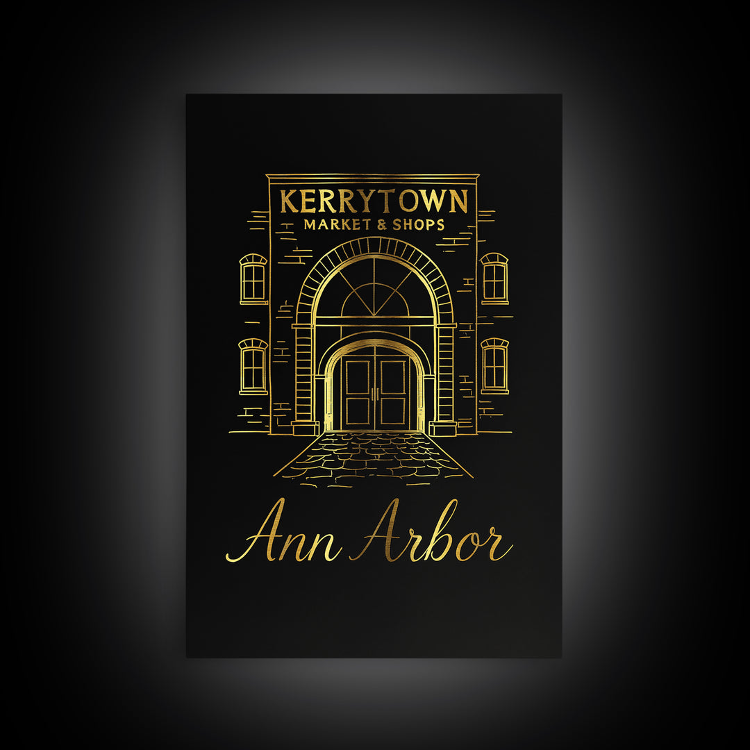 Ann Arbor Travel Poster, Canvas Print, Dark Minimalist Wall Art, Ann Arbor Poster Print, Wanderlust Decor, City Travel Prints, Design 3