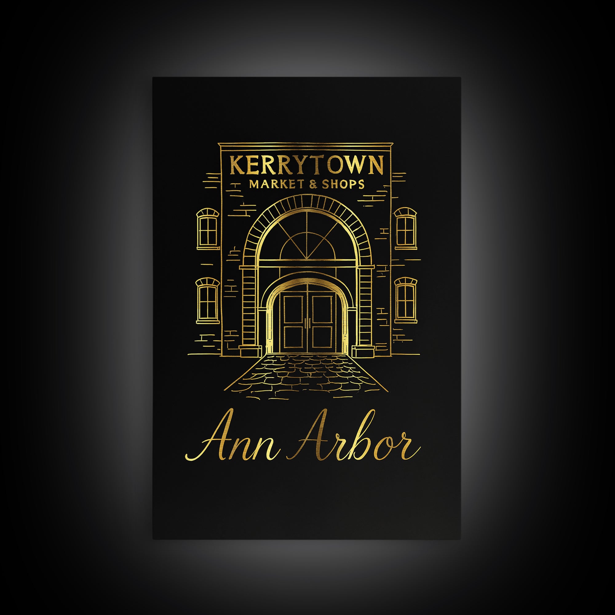 Ann Arbor Travel Poster, Canvas Print, Dark Minimalist Wall Art, Ann Arbor Poster Print, Wanderlust Decor, City Travel Prints, Design 3