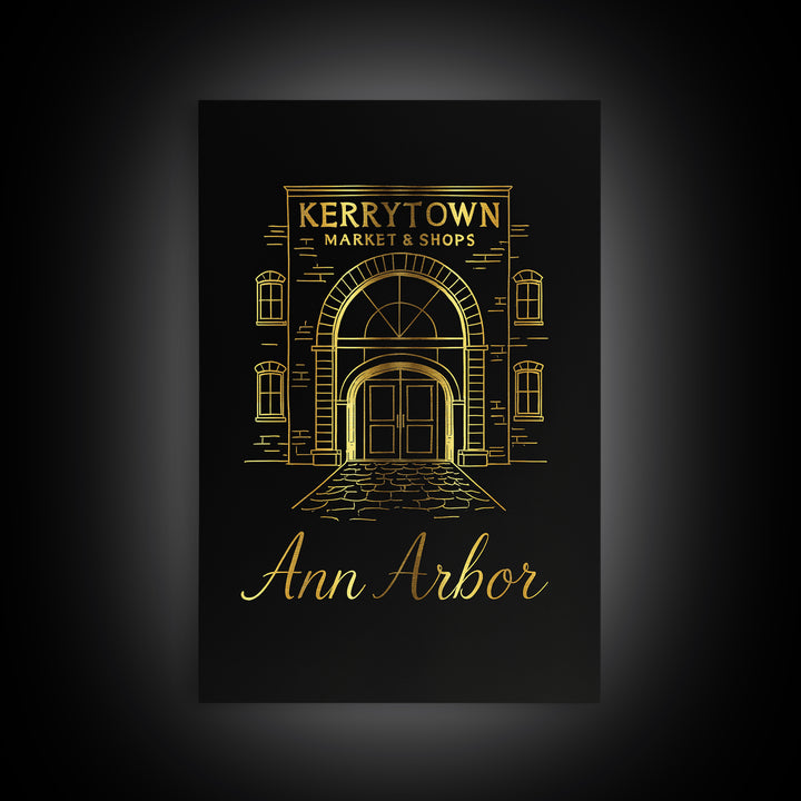 Ann Arbor Travel Poster, Canvas Print, Dark Minimalist Wall Art, Ann Arbor Poster Print, Wanderlust Decor, City Travel Prints, Design 3