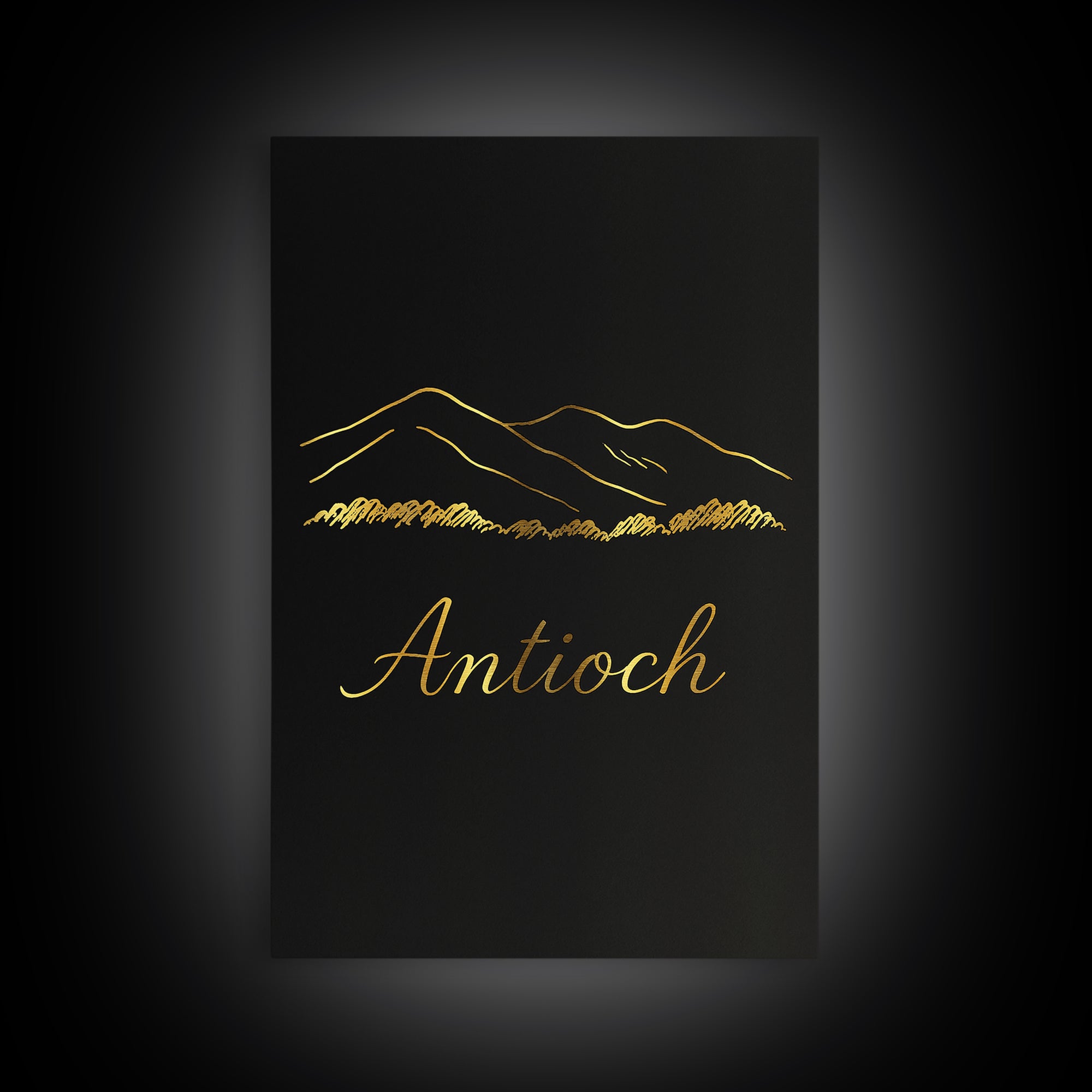 Antioch Travel Poster, Framed Canvas Print, Minimalist Gold Line Art, Antioch Travel Art, Watercolor Cityscape, Travel Poster Art