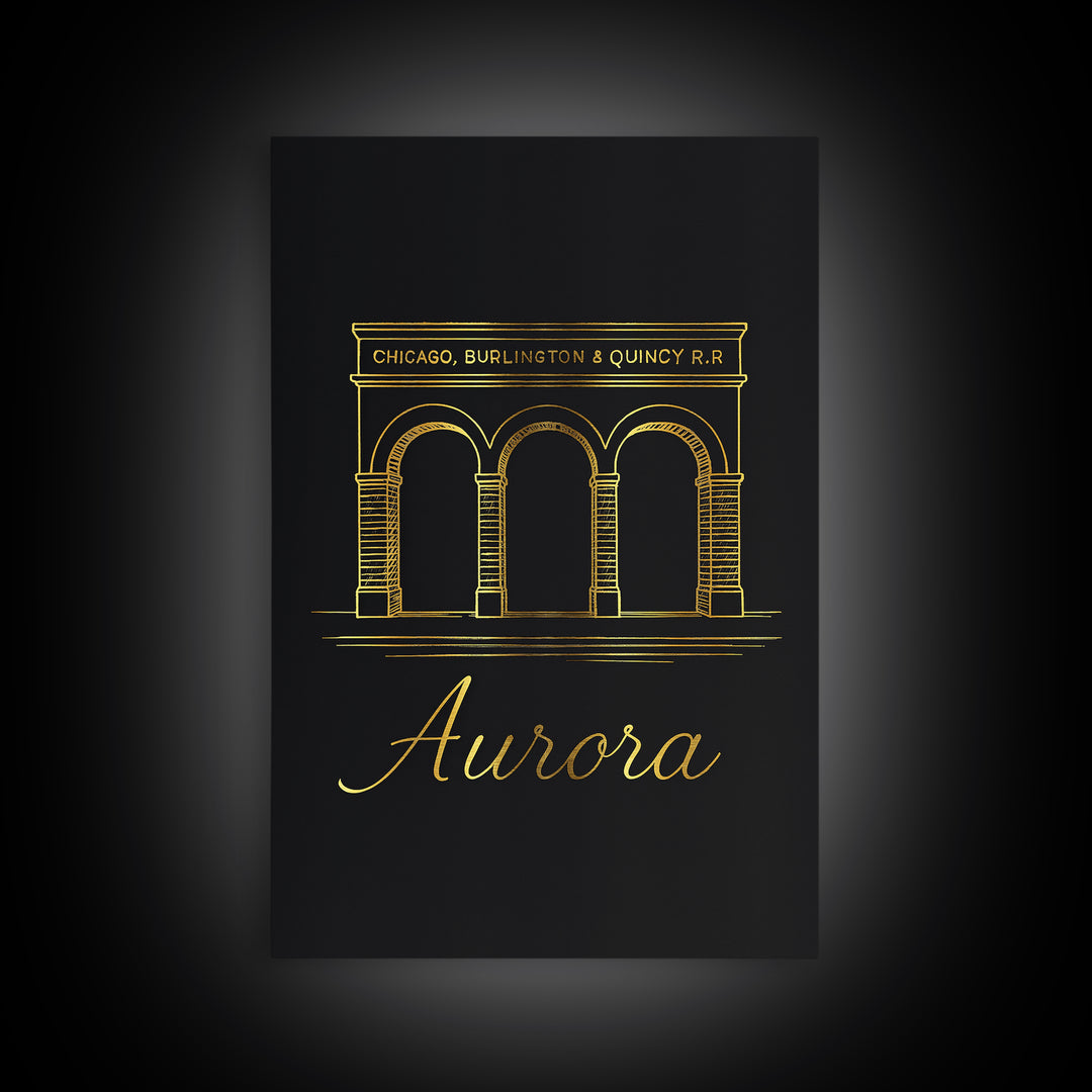 Aurora Travel Poster, Framed Canvas Print, Dark Minimalist Wall Art, Aurora Travel Art, Mid Century Wall Art, Wanderlust Decor