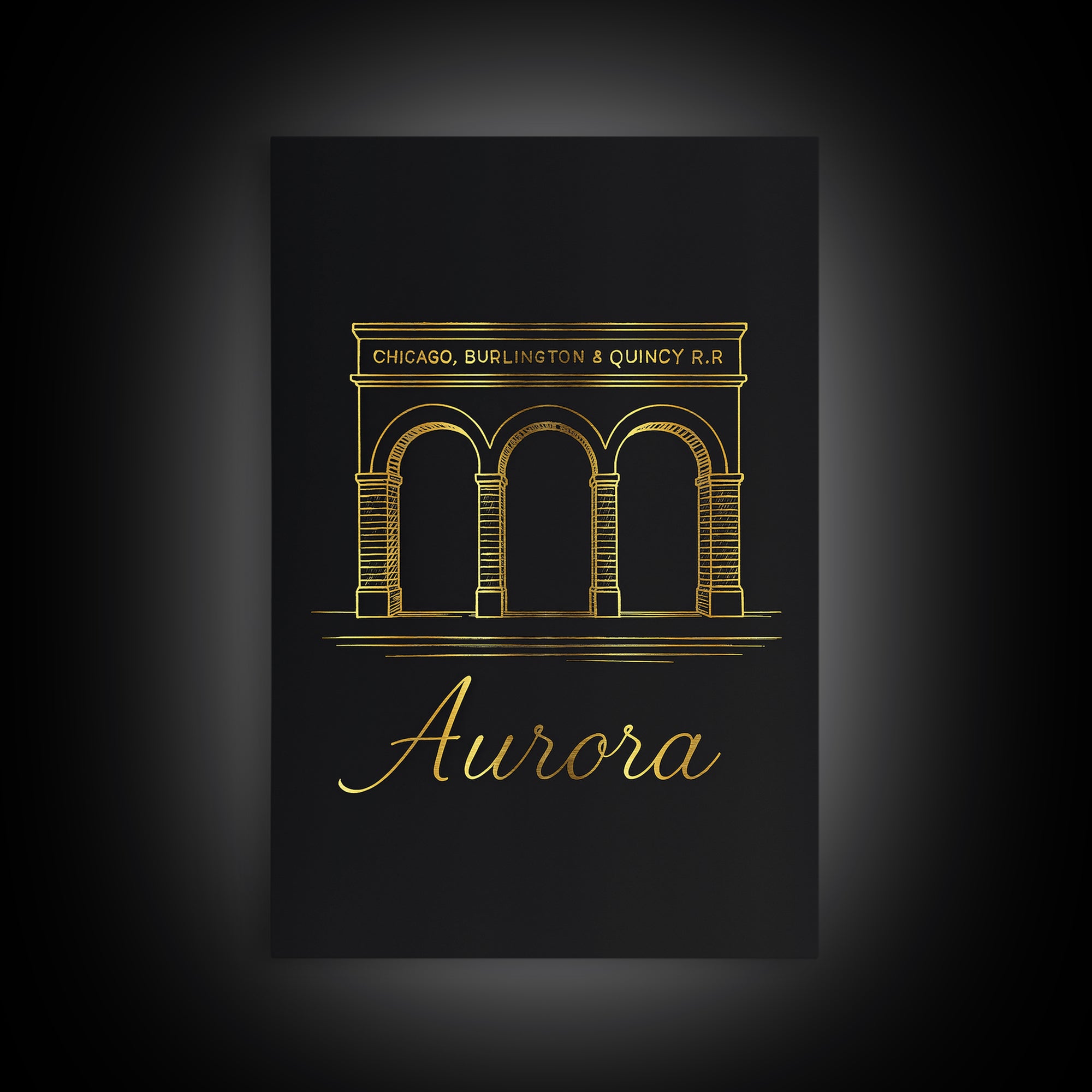 Aurora Travel Poster, Framed Canvas Print, Dark Minimalist Wall Art, Aurora Travel Art, Mid Century Wall Art, Wanderlust Decor