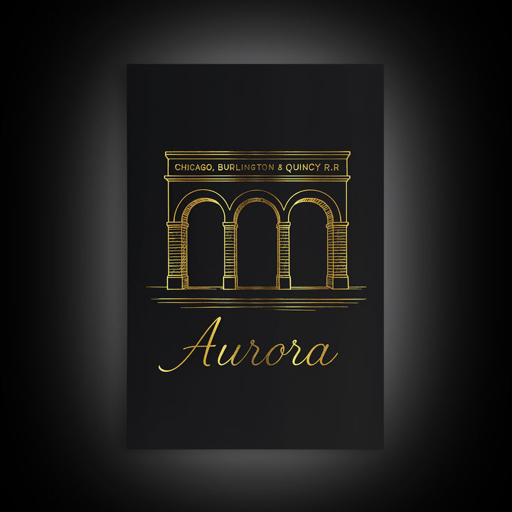Aurora Travel Poster, Framed Canvas Print, Dark Minimalist Wall Art, Aurora Travel Art, Mid Century Wall Art, Wanderlust Decor