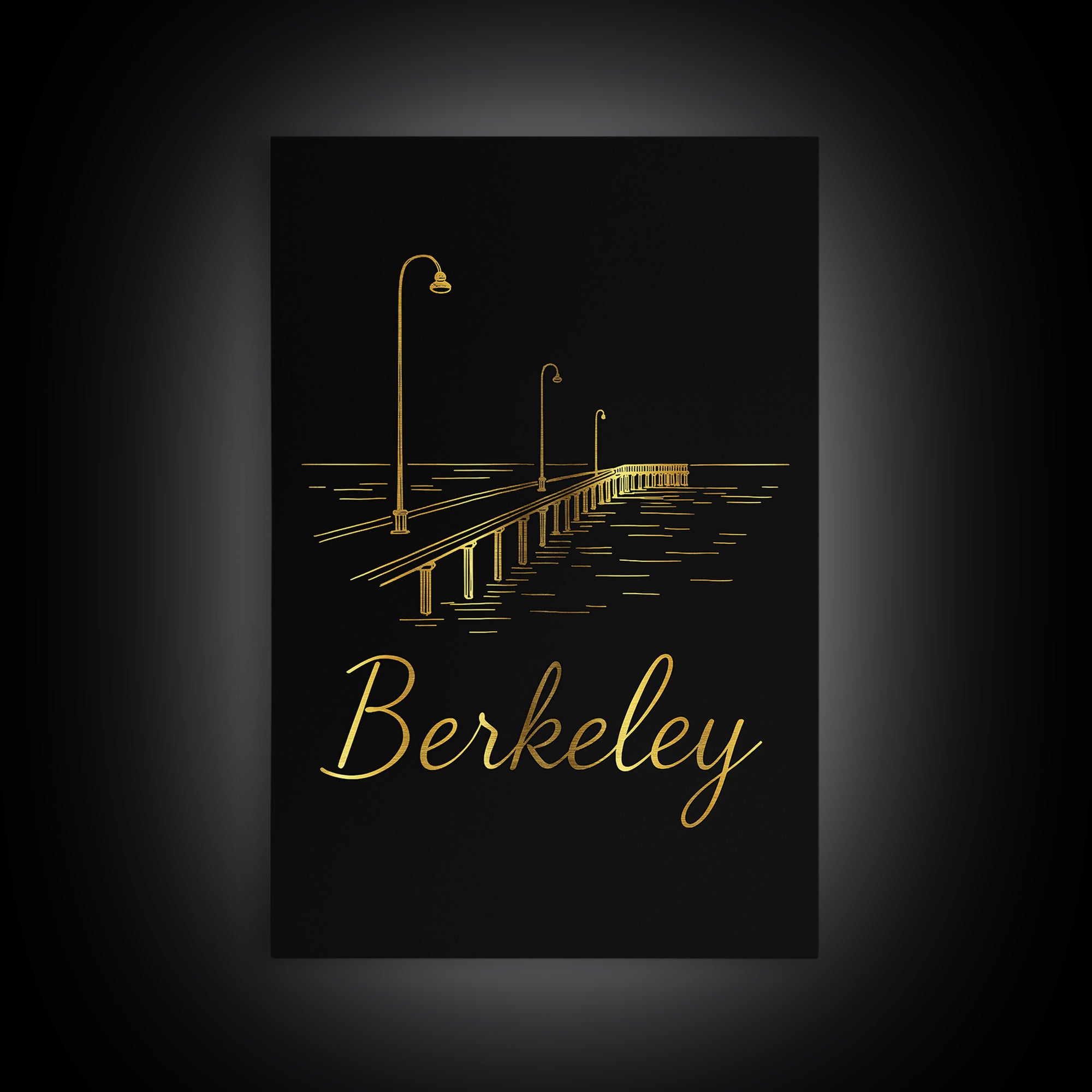 Berkeley California Travel Poster, Canvas Print, Dark Minimalist Wall Art, Berkeley Poster Print, City Travel Prints, Eclectic Wall Decor