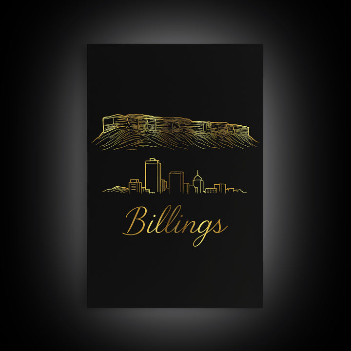 Billings Montana Travel Poster, Canvas Print, Dark Minimalist Wall Art, Billings Poster Print, Wall Art, Travel Wall Art, Art Print