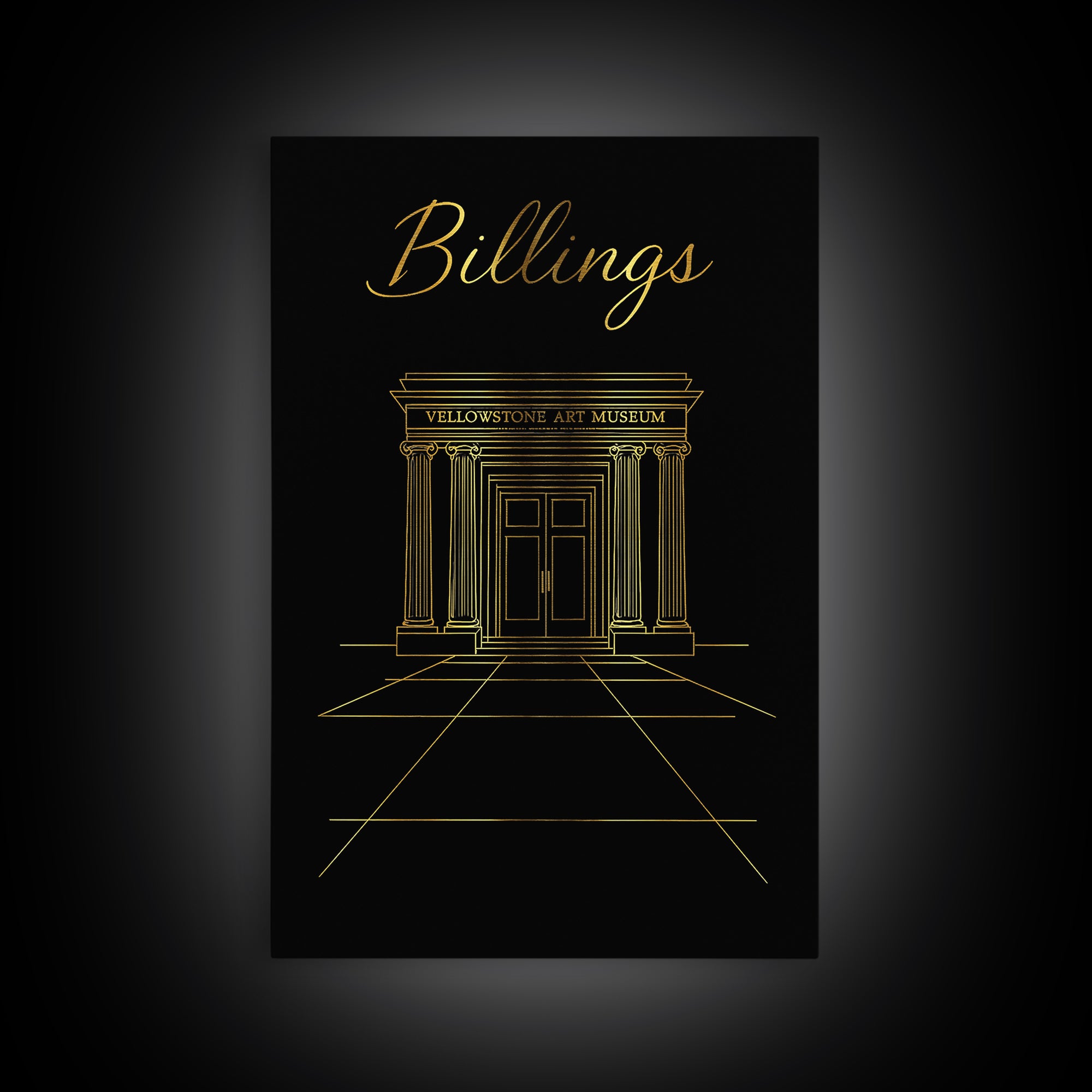 Billings Travel Poster, Framed Canvas Print, Dark Minimalist Wall Art, Billings City Art, Travel Wall Art, Vintage City Art, City Poster
