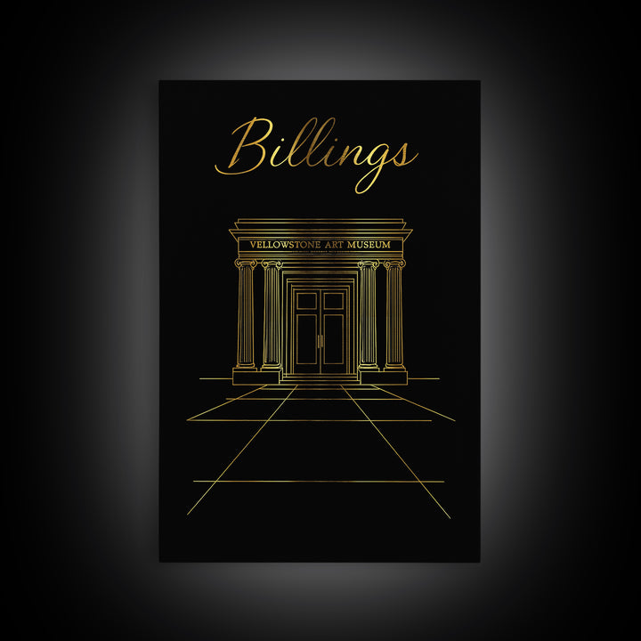 Billings Travel Poster, Framed Canvas Print, Dark Minimalist Wall Art, Billings City Art, Travel Wall Art, Vintage City Art, City Poster