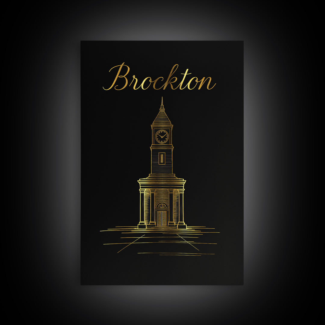 Brockton Massachusetts Travel Poster, Canvas Print, Dark Minimalist Wall Art, Brockton City Art, Gift For Travelers, Wanderlust Decor