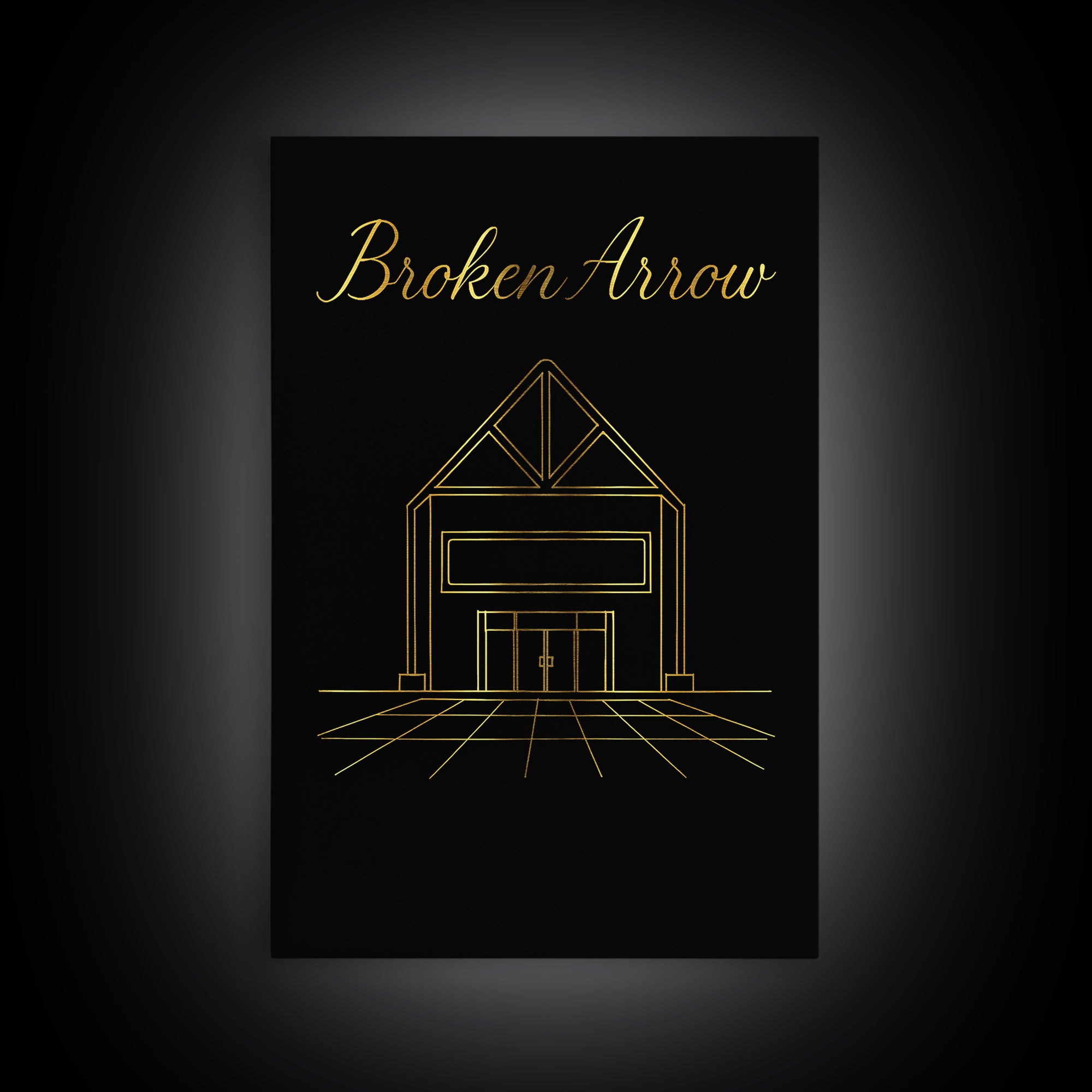 Broken Arrow Oklahoma Travel Poster, Canvas Print, Dark Minimalist Wall Art, Broken Arrow Travel Art, Gift For Travelers, Wall Art