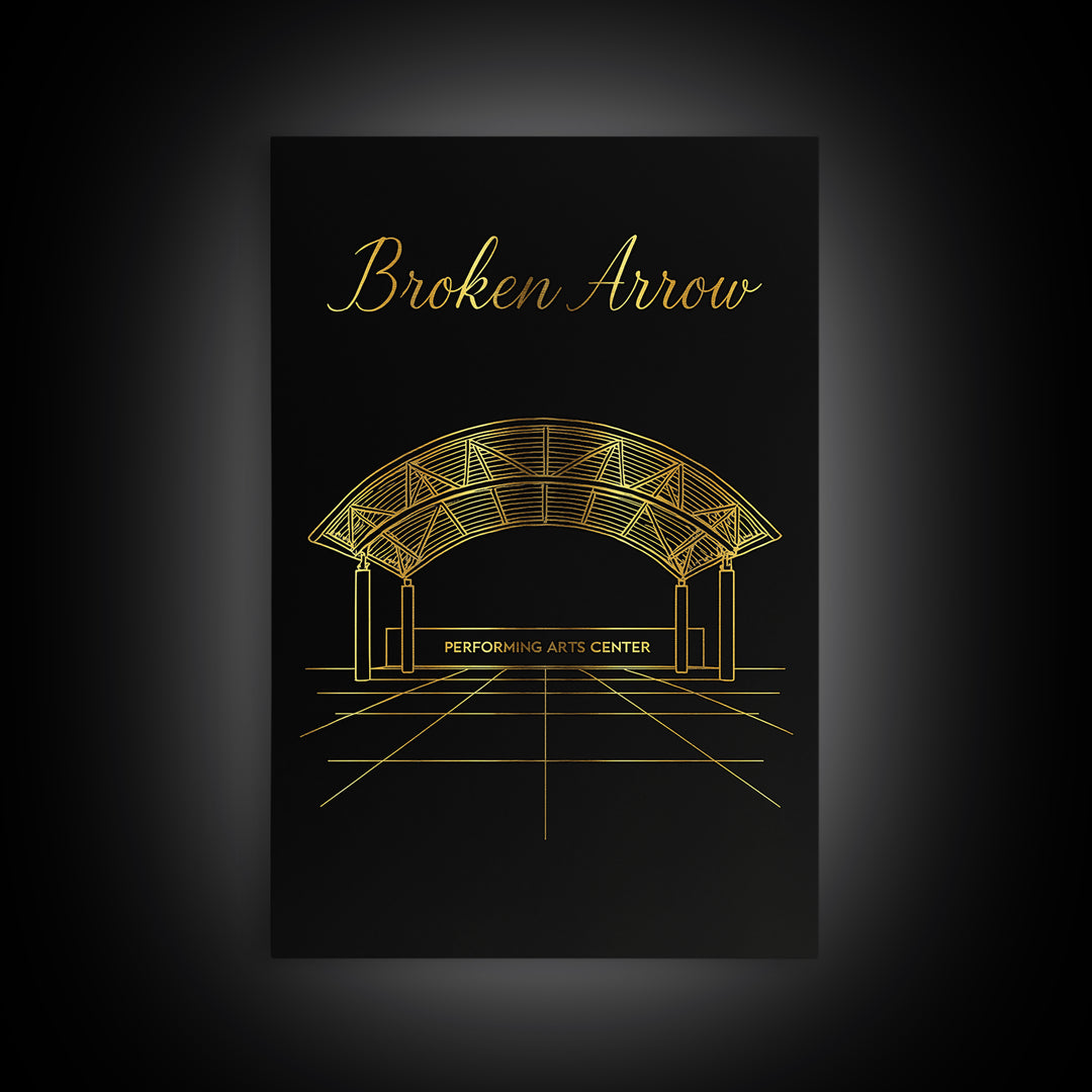 Broken Arrow Travel Poster, Canvas Print, Dark Minimalist Wall Art, Broken Arrow City Art, City Illustration, Travel Wall Decor