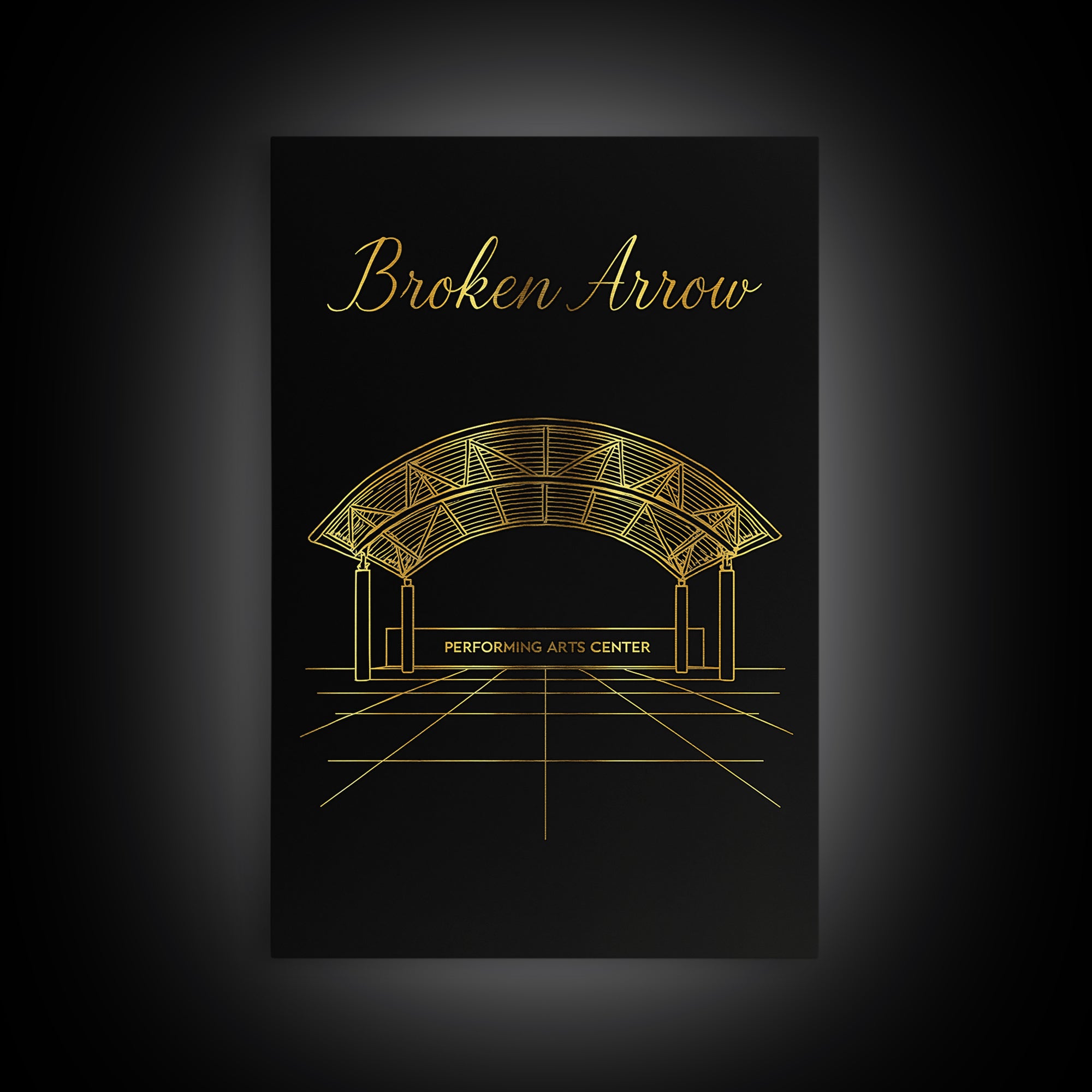 Broken Arrow Travel Poster, Canvas Print, Dark Minimalist Wall Art, Broken Arrow City Art, City Illustration, Travel Wall Decor