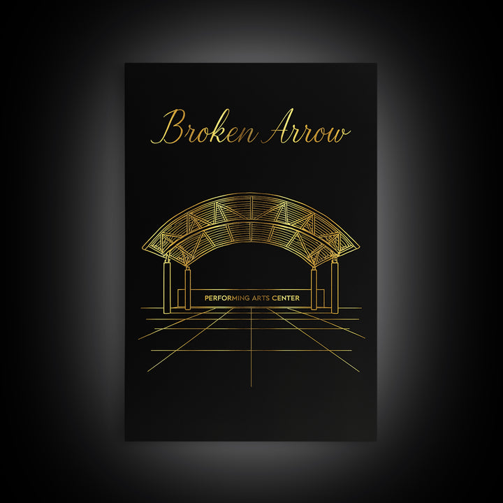 Broken Arrow Travel Poster, Canvas Print, Dark Minimalist Wall Art, Broken Arrow City Art, City Illustration, Travel Wall Decor
