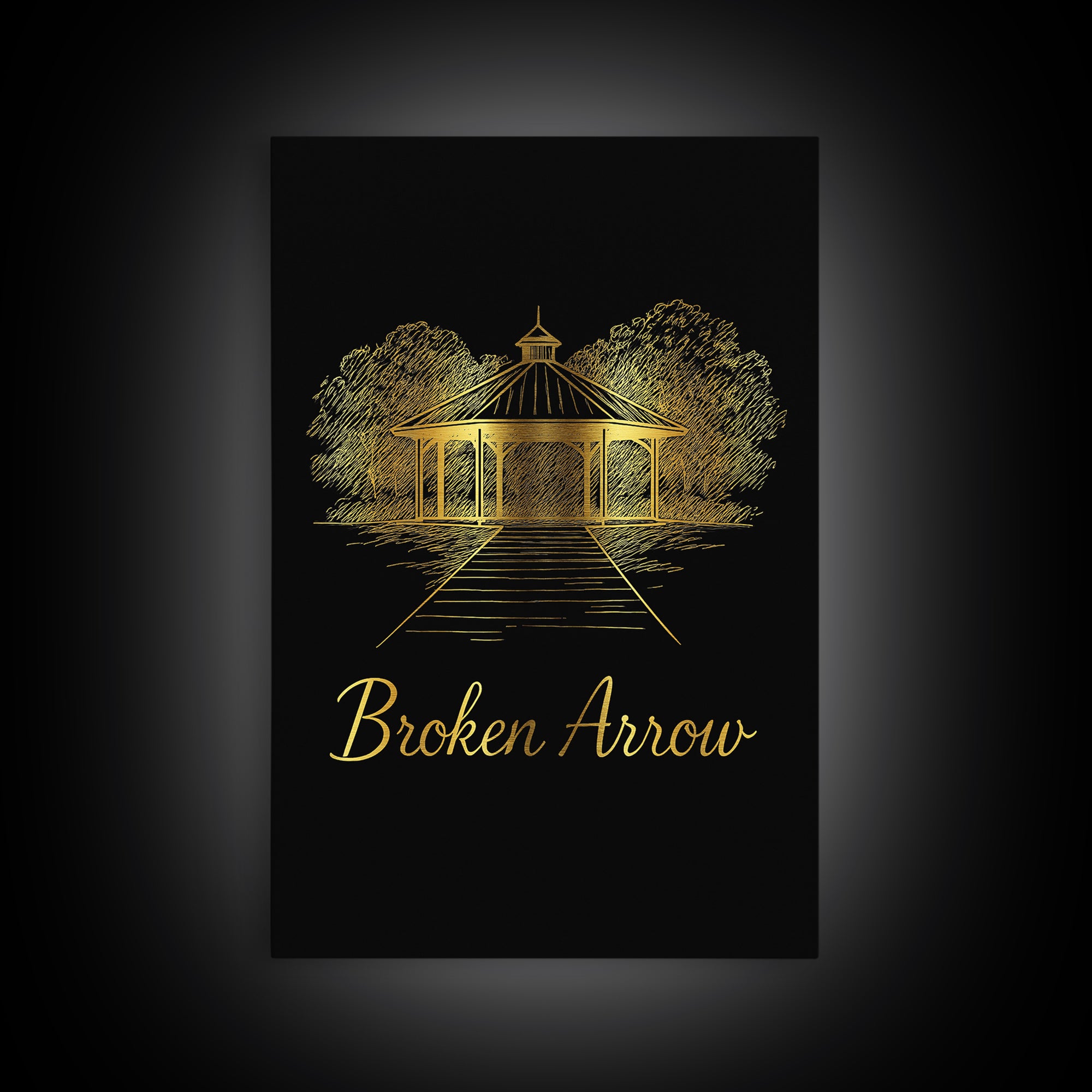 Broken Arrow Travel Poster, Canvas Print, Dark Minimalist Wall Art, Broken Arrow Travel Art, Retro Travel Print, Travel Wall Decor