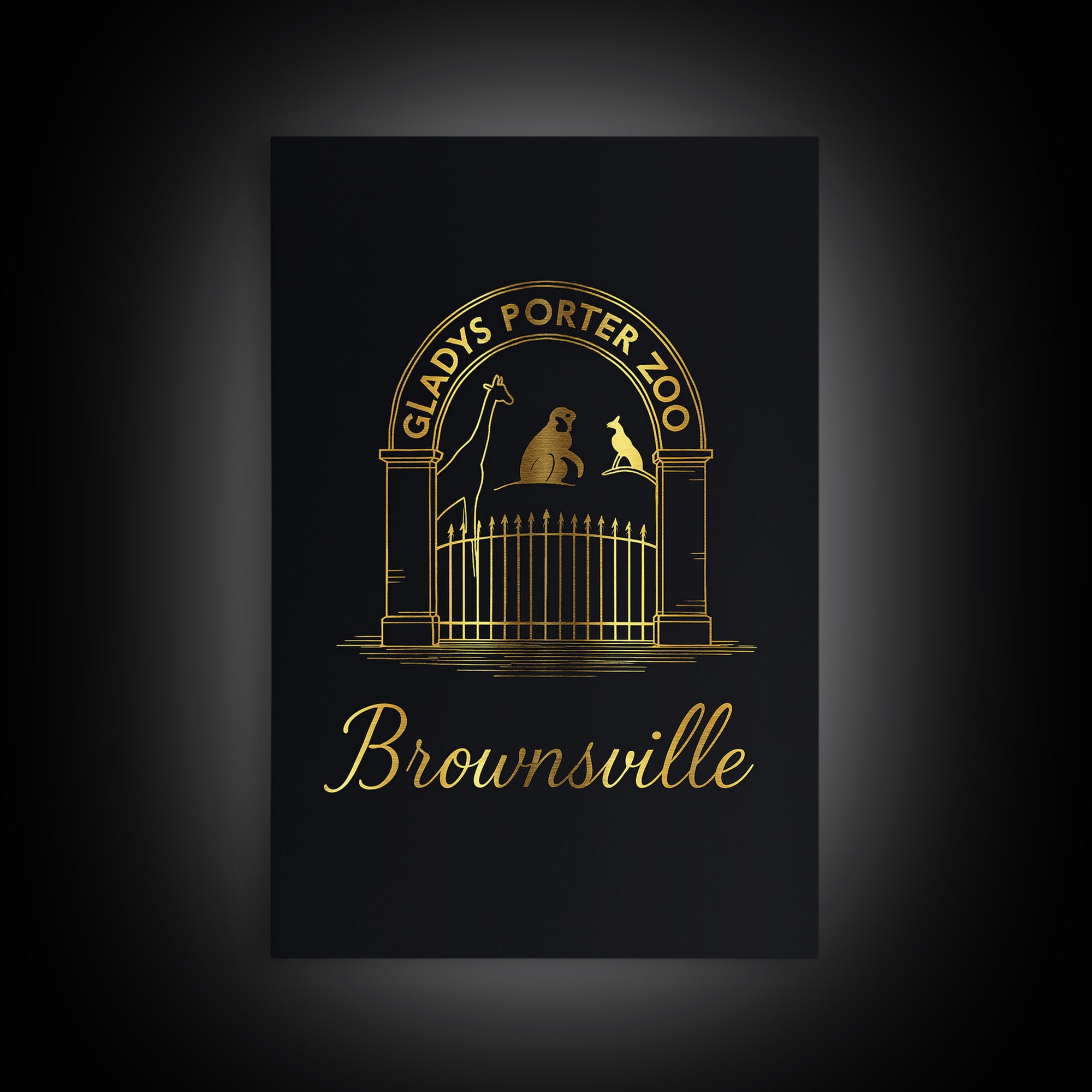 Brownsville Travel Poster, Framed Canvas Print, Minimalist Gold Line Art, Brownsville Poster Print, Watercolor Skyline, Gift For Travelers