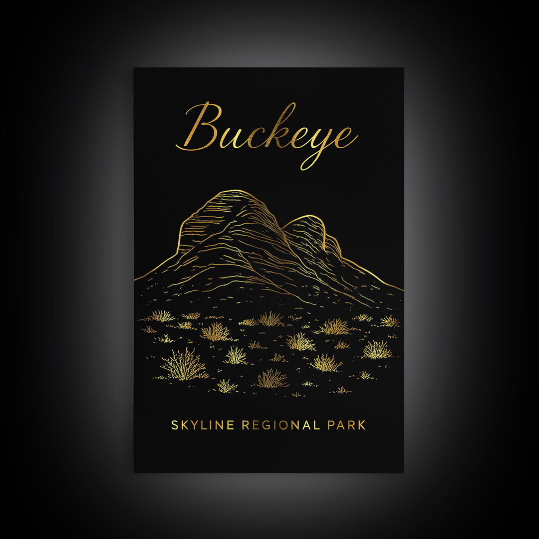 Buckeye Arizona Travel Poster, Canvas Print, Black Gold Minimalist Art, Buckeye Wall Art, Vintage City Art, Wall Art, Travel Wall Art