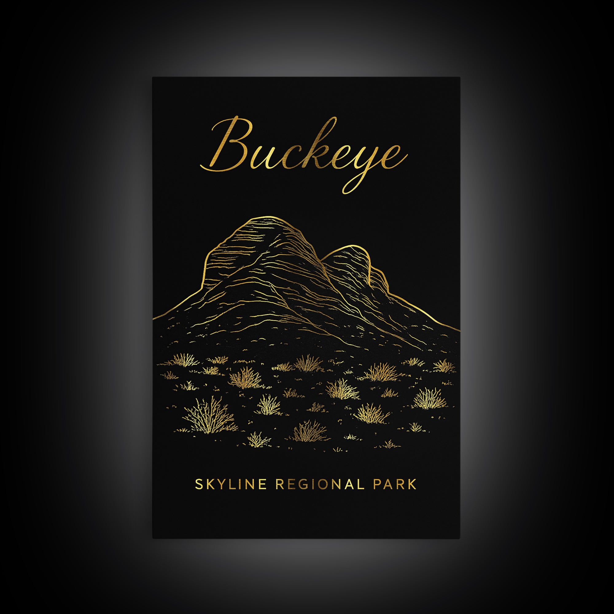 Buckeye Arizona Travel Poster, Canvas Print, Black Gold Minimalist Art, Buckeye Wall Art, Vintage City Art, Wall Art, Travel Wall Art