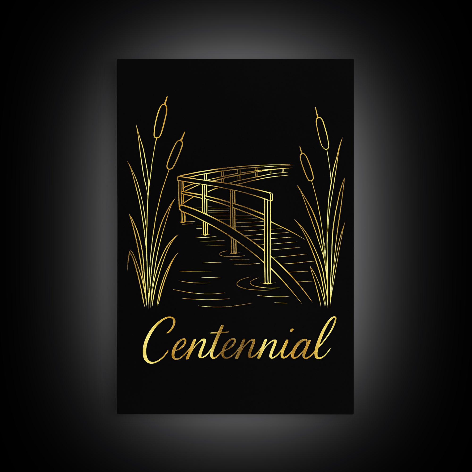 Centennial Travel Poster, Canvas Print, Gold Outline Poster Art, Centennial City Art, Modern Wall Decor, Travel Poster Art, Travel Print