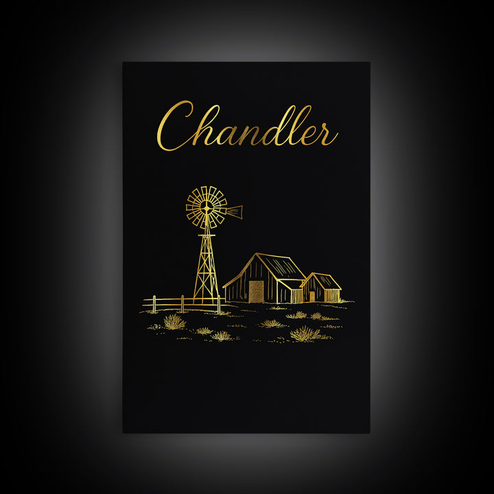 Chandler Travel Poster, Framed Canvas Print, Dark Minimalist Wall Art, Chandler Art Print, Travel Art Print, Vintage Travel Art