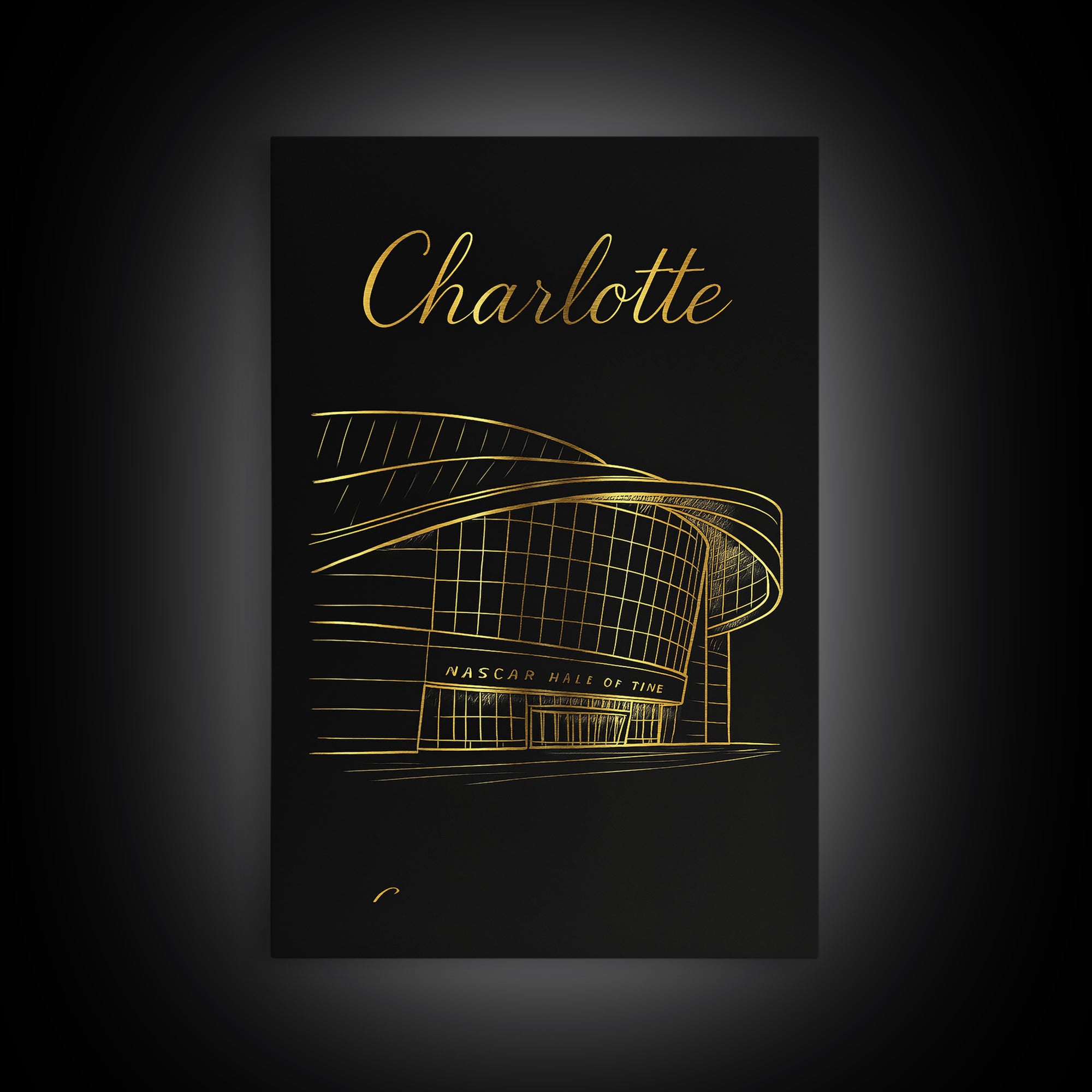 Charlotte North Carolina Travel Poster, Canvas Print, Black Gold Minimalist Art, Charlotte City Art, Fine Art Print, Home Office Decor