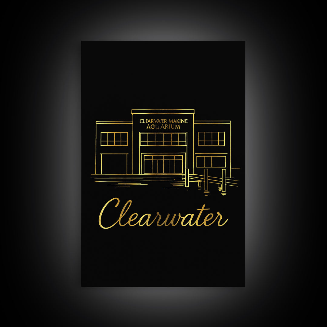 Clearwater Florida Travel Poster, Canvas Print, Dark Minimalist Wall Art, Clearwater Art Print, Travel Poster Art, Living Room Wall Art