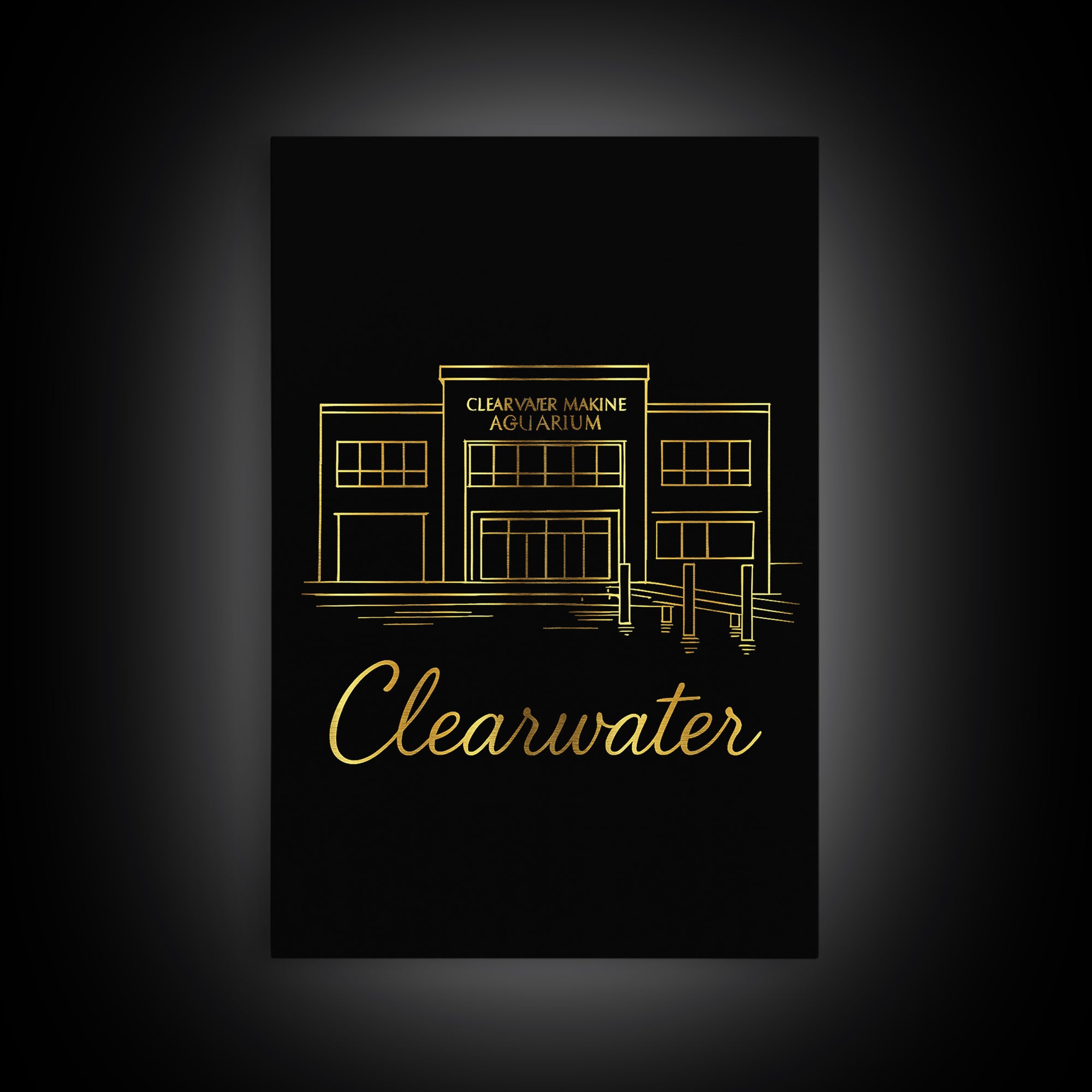 Clearwater Florida Travel Poster, Canvas Print, Dark Minimalist Wall Art, Clearwater Art Print, Travel Poster Art, Living Room Wall Art