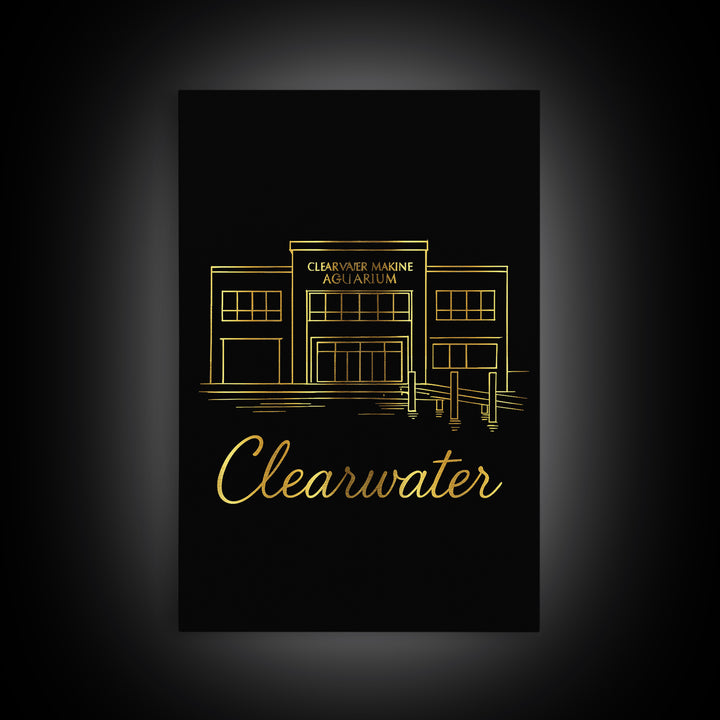 Clearwater Florida Travel Poster, Canvas Print, Dark Minimalist Wall Art, Clearwater Art Print, Travel Poster Art, Living Room Wall Art