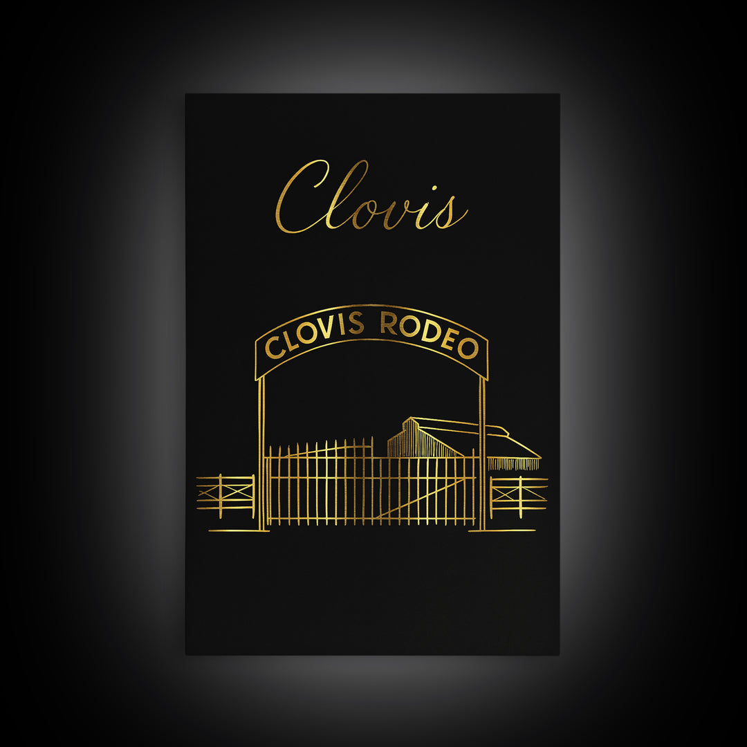 Clovis California Travel Poster, Canvas Print, Black Gold Minimalist Art, Clovis Poster Print, Mid Century Wall Art, Travel Wall Decor