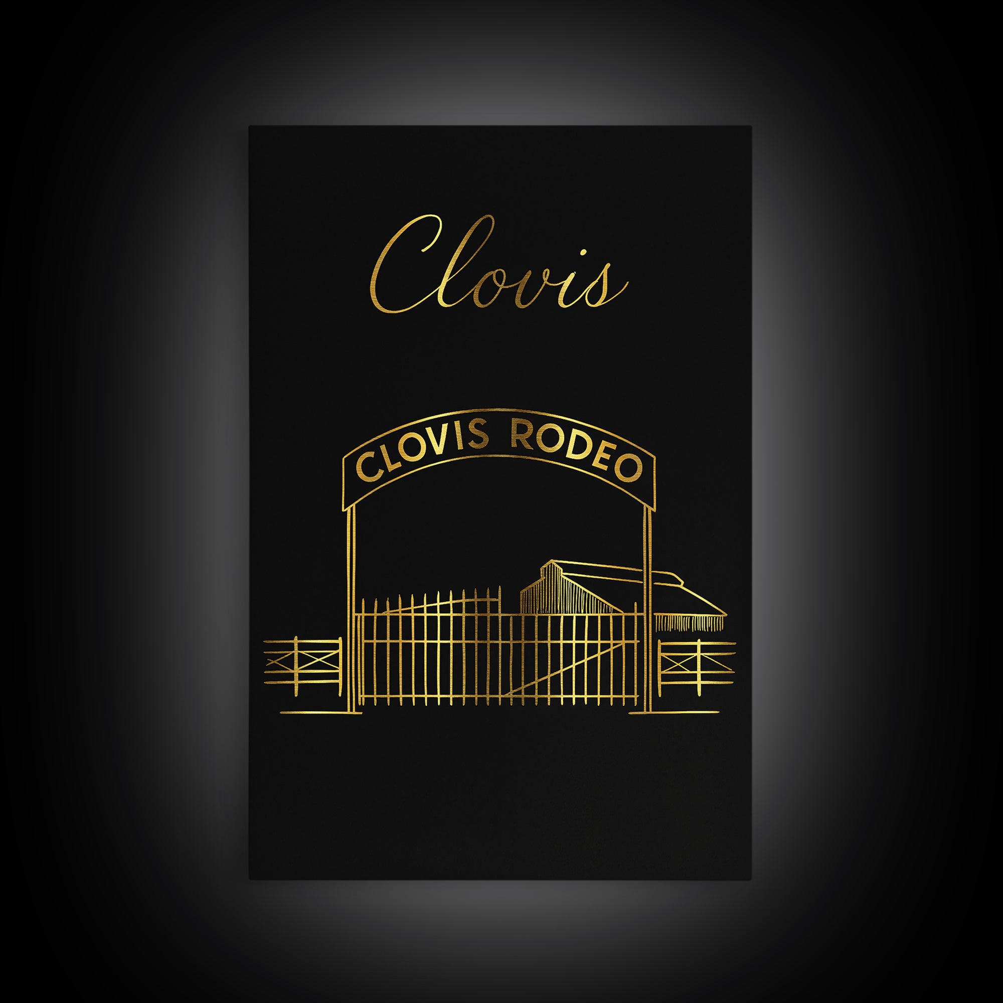 Clovis California Travel Poster, Canvas Print, Black Gold Minimalist Art, Clovis Poster Print, Mid Century Wall Art, Travel Wall Decor