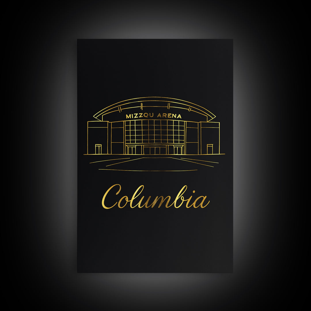 Columbia South Carolina Travel Poster, Canvas Print, Black Gold Minimalist Art, Columbia City Art, Travel Wall Art, Travel Print