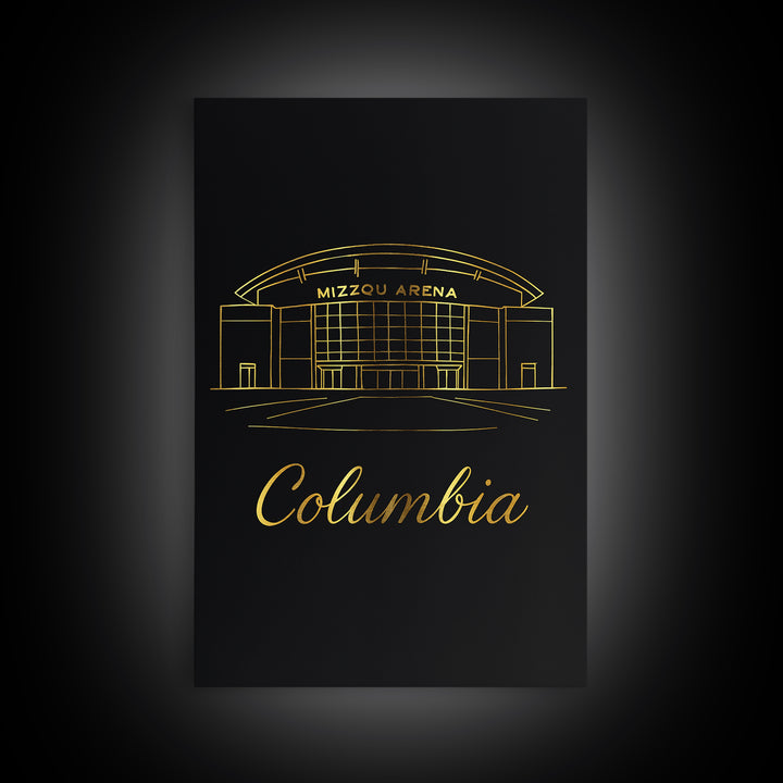Columbia South Carolina Travel Poster, Canvas Print, Black Gold Minimalist Art, Columbia City Art, Travel Wall Art, Travel Print