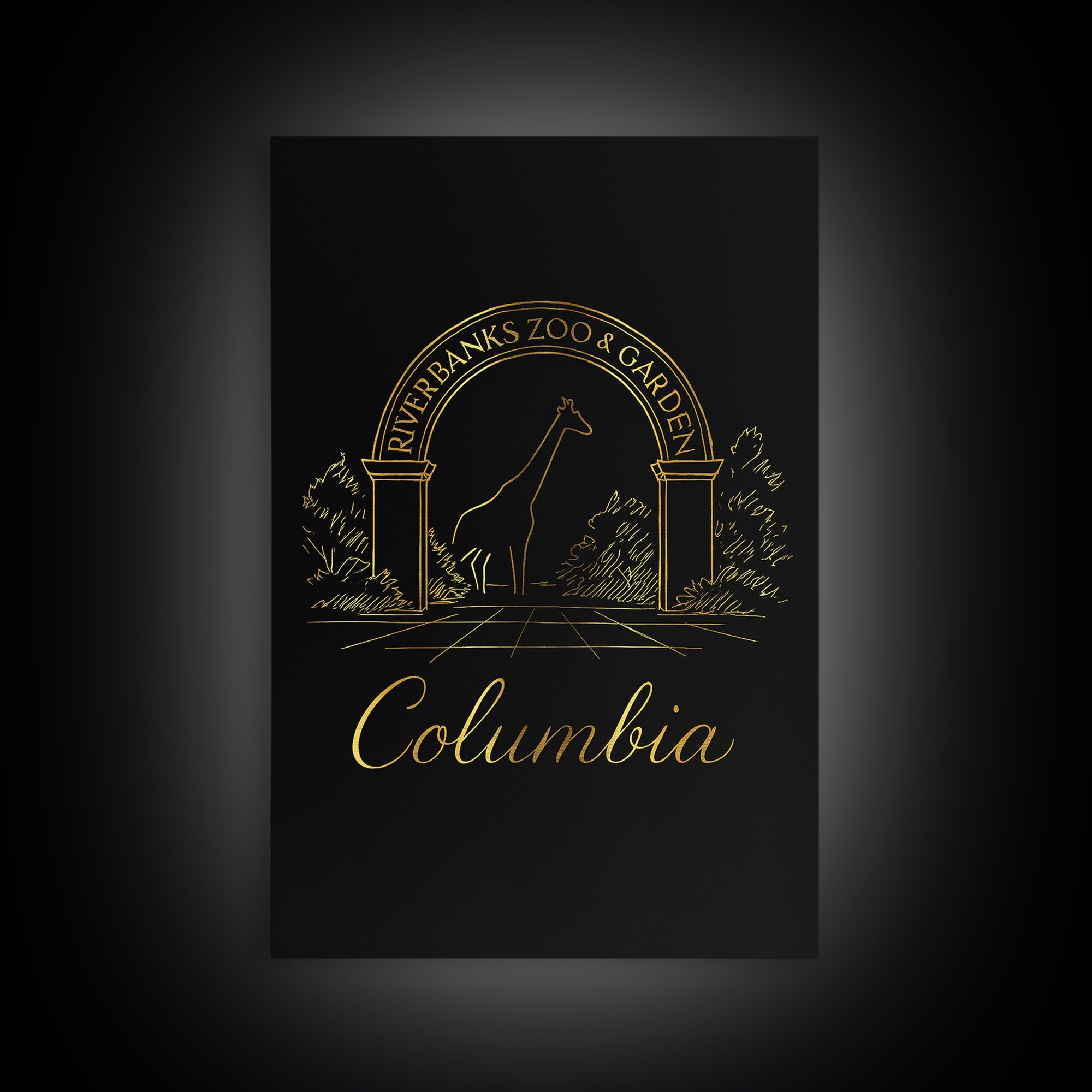 Columbia Travel Poster, Canvas Print, Gold Outline Poster Art, Columbia Art Print, City Illustration, Travel Wall Decor, Travel Poster Set