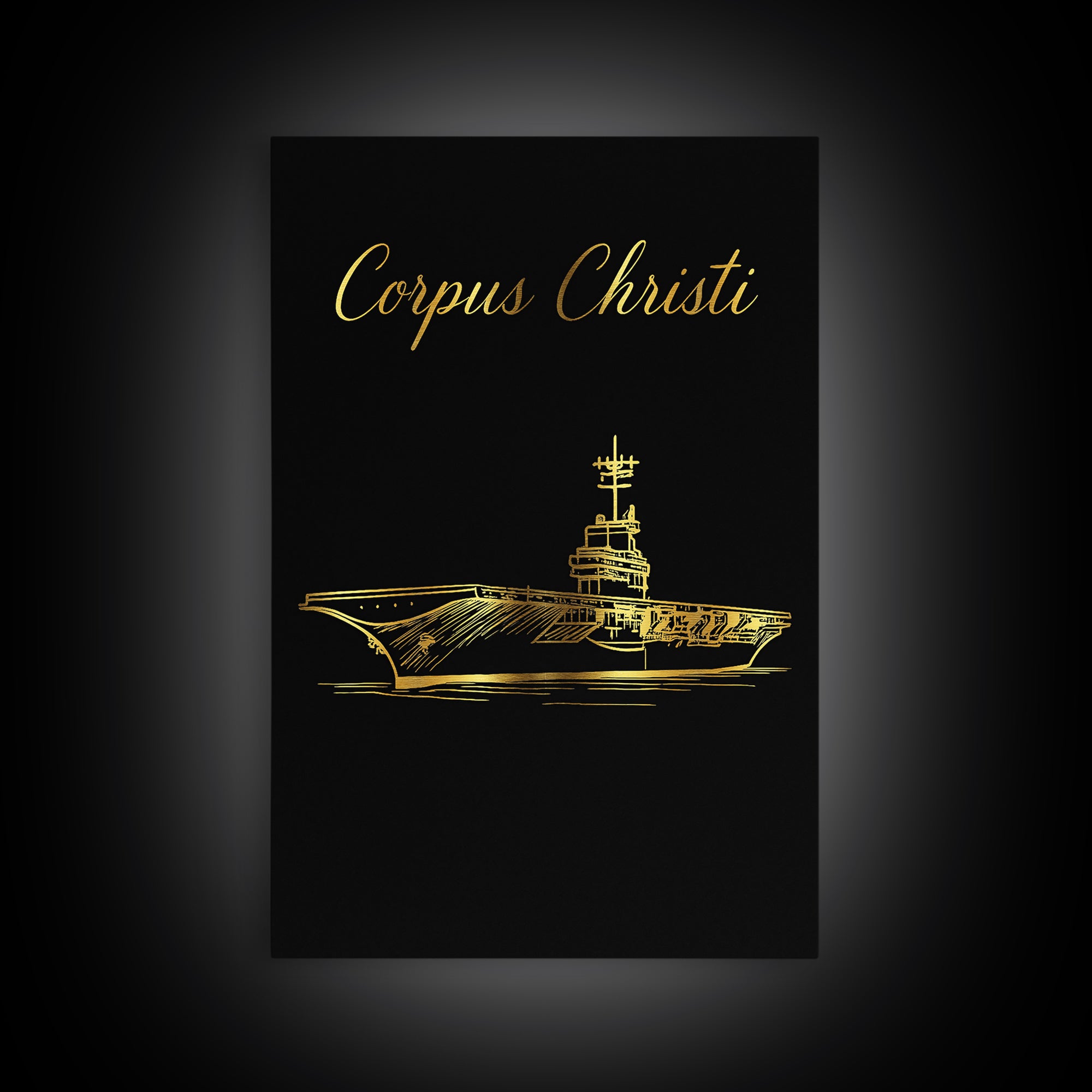 Corpus Christi Texas Travel Poster, Canvas Print, Minimalist Gold Line Art, Corpus Christi Art Print, Living Room Wall Art, Travel Decor
