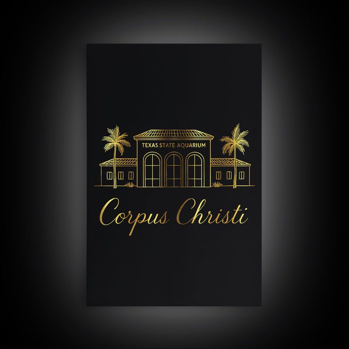 Corpus Christi Travel Poster, Canvas Print, Dark Minimalist Wall Art, Corpus Christi Travel Art, Travel Art Print, Travel Wall Art