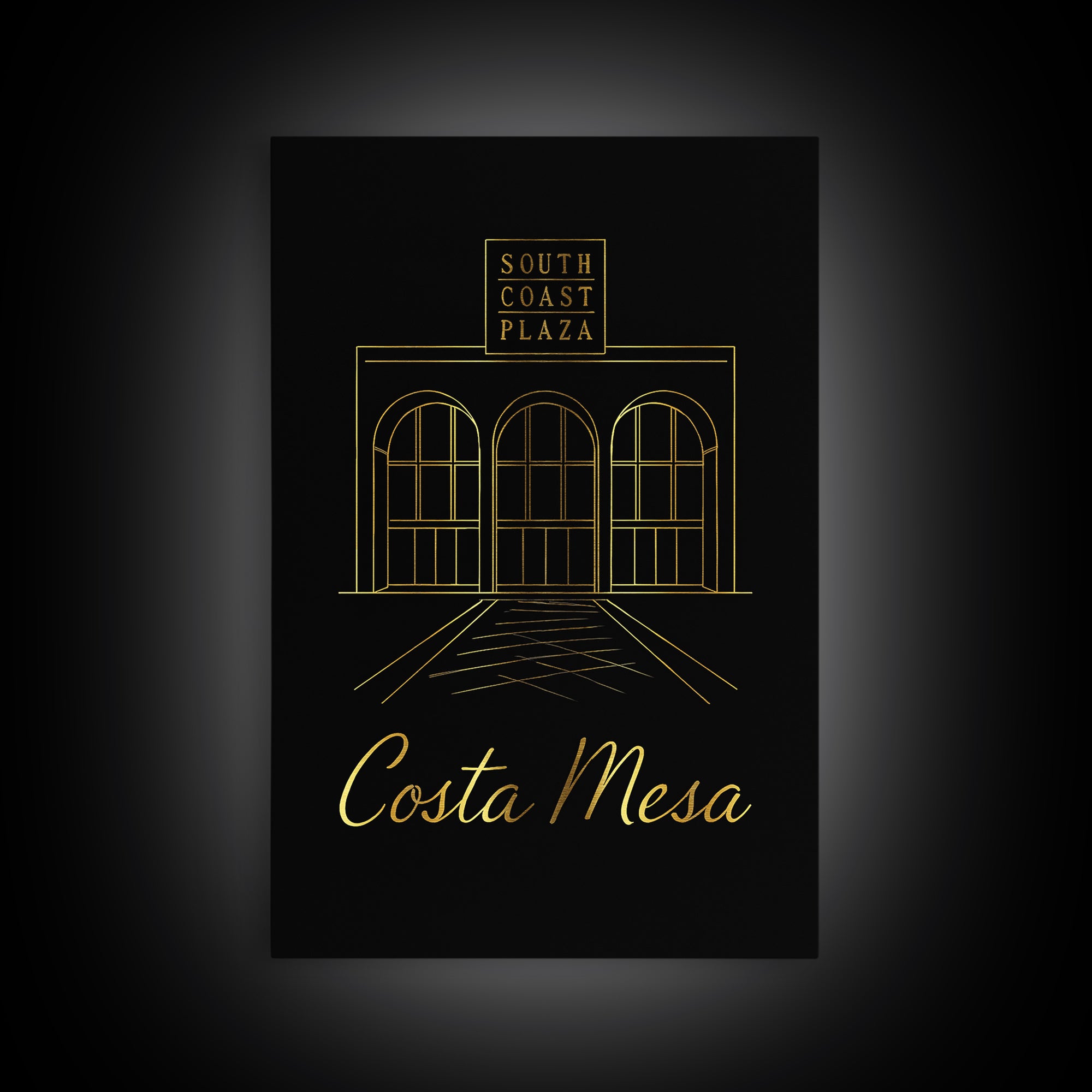 Costa Mesa California Travel Poster, Canvas Print, Minimalist Gold Line Art, Costa Mesa Wall Art, Fine Art Print, Wall Decor, Wall Decor